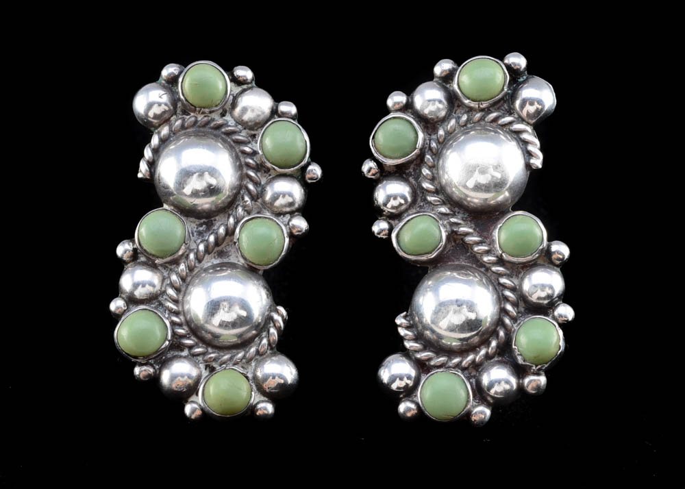 Vintage Mexican Sterling Silver Screw Back Earrings