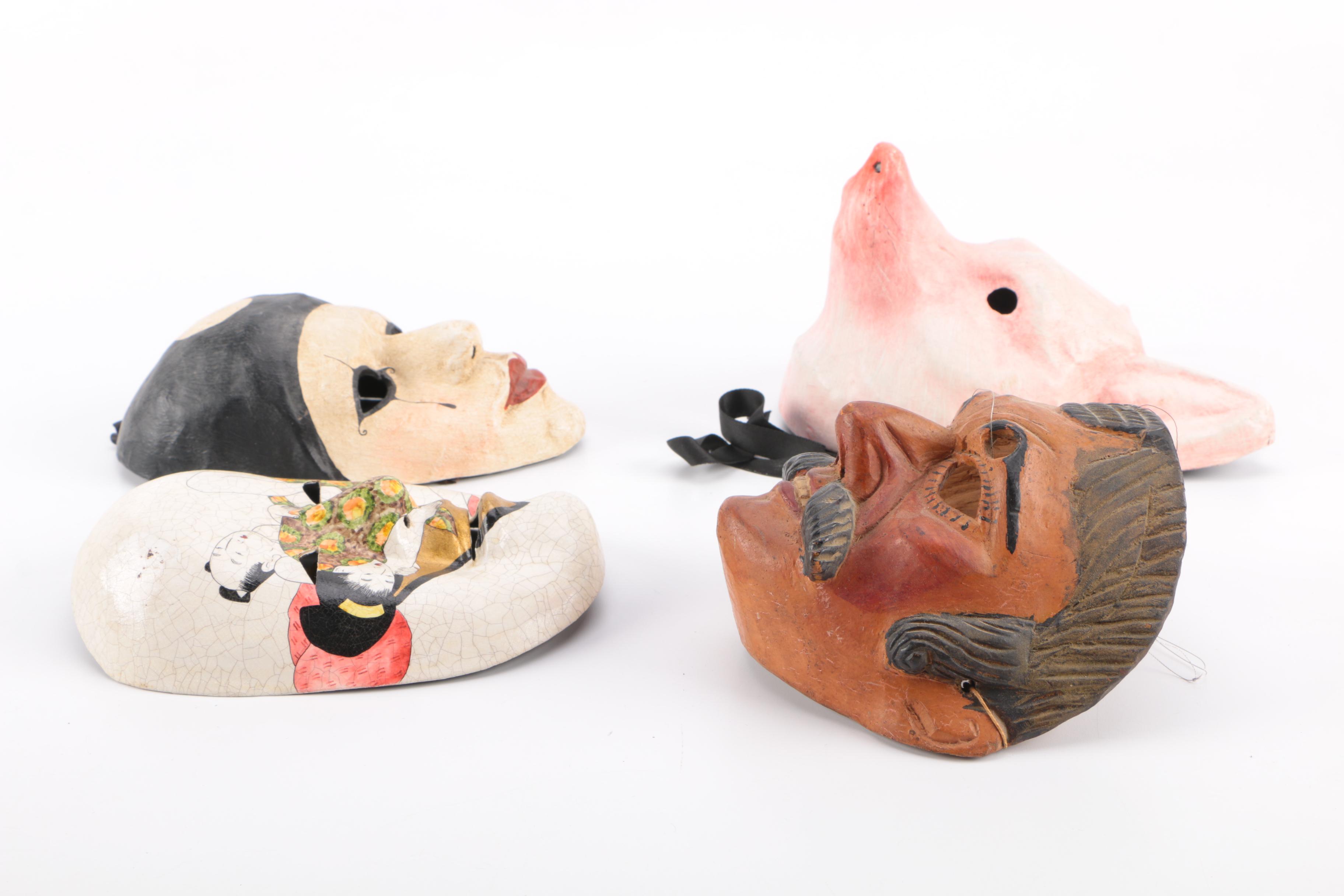 Assortment of Handmade International Masks Including Agostino Dessi