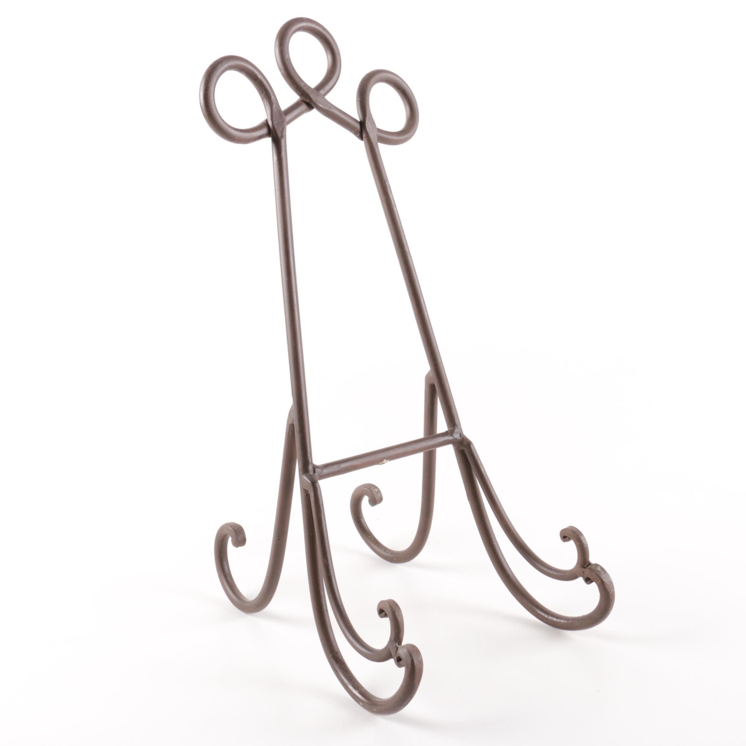 Hand-Painted Faience Plate with Stand