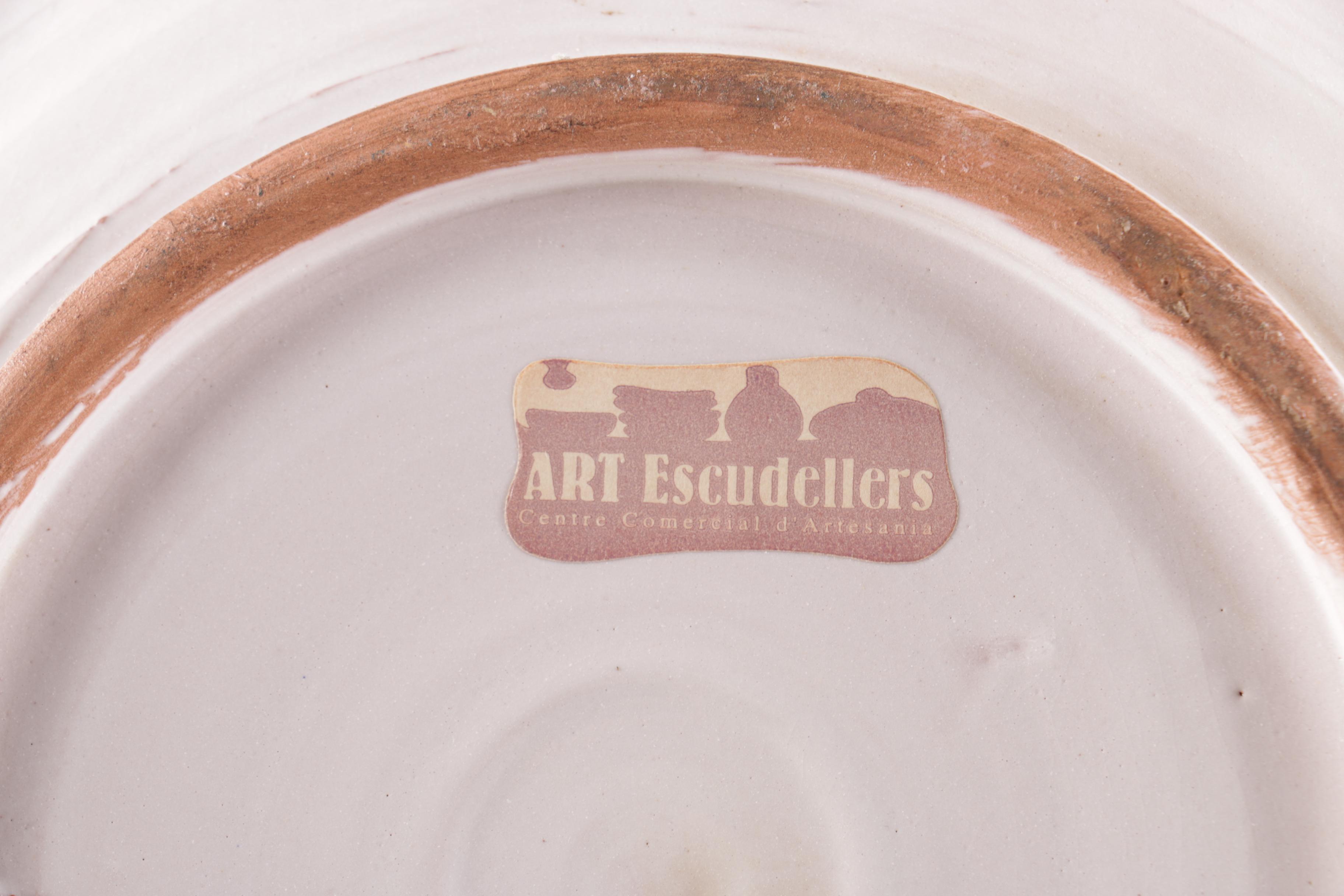 Hand-Painted Faience Plate with Stand