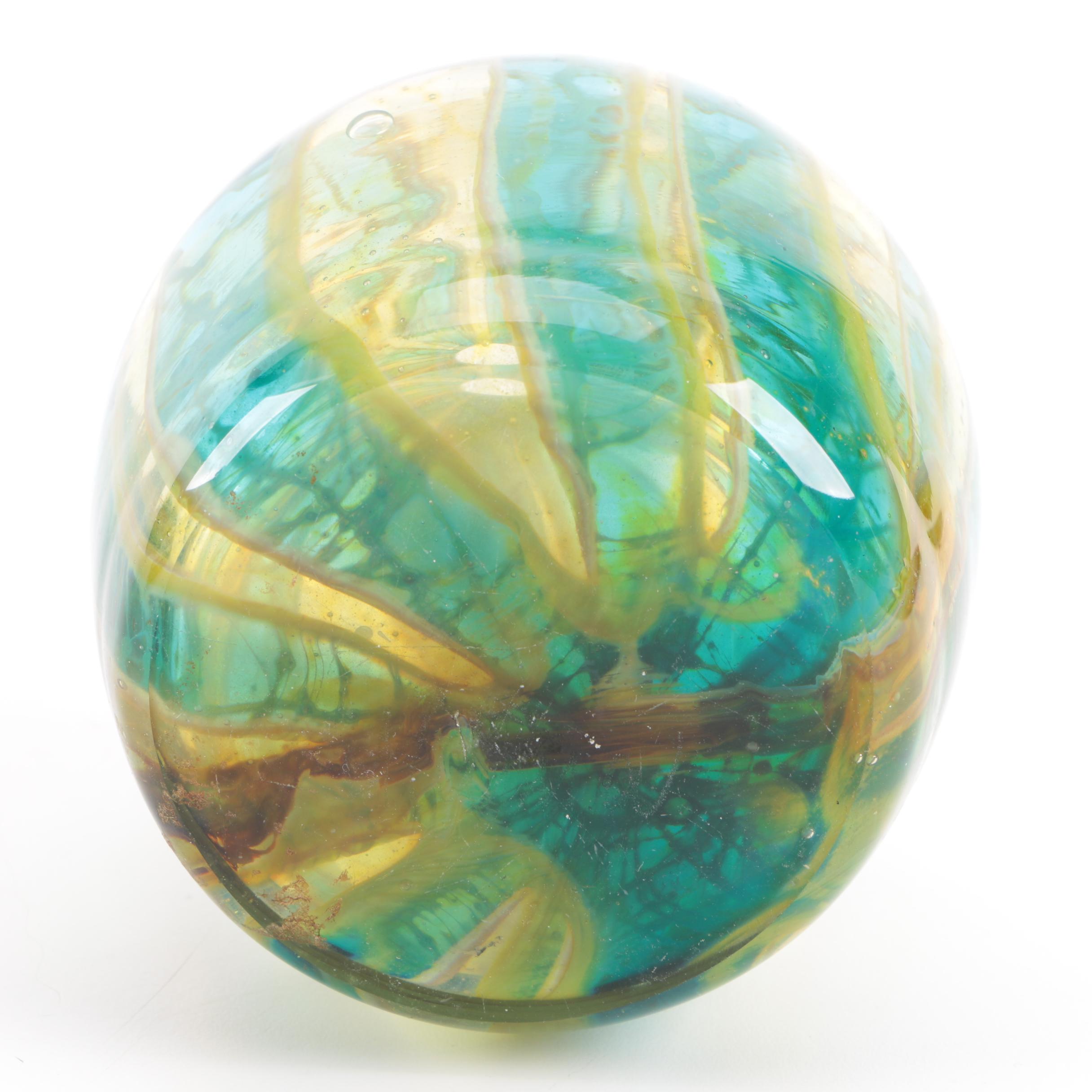 Blown Glass Vase on Wooden Stand