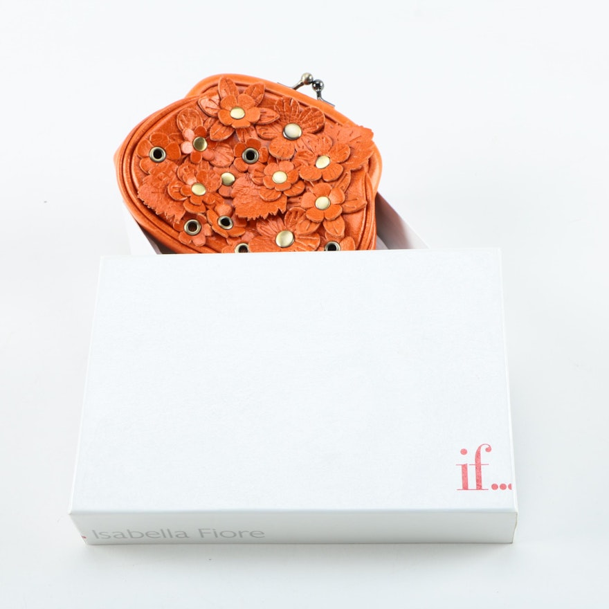 Isabella Fiore Orange Leather Evening Bag