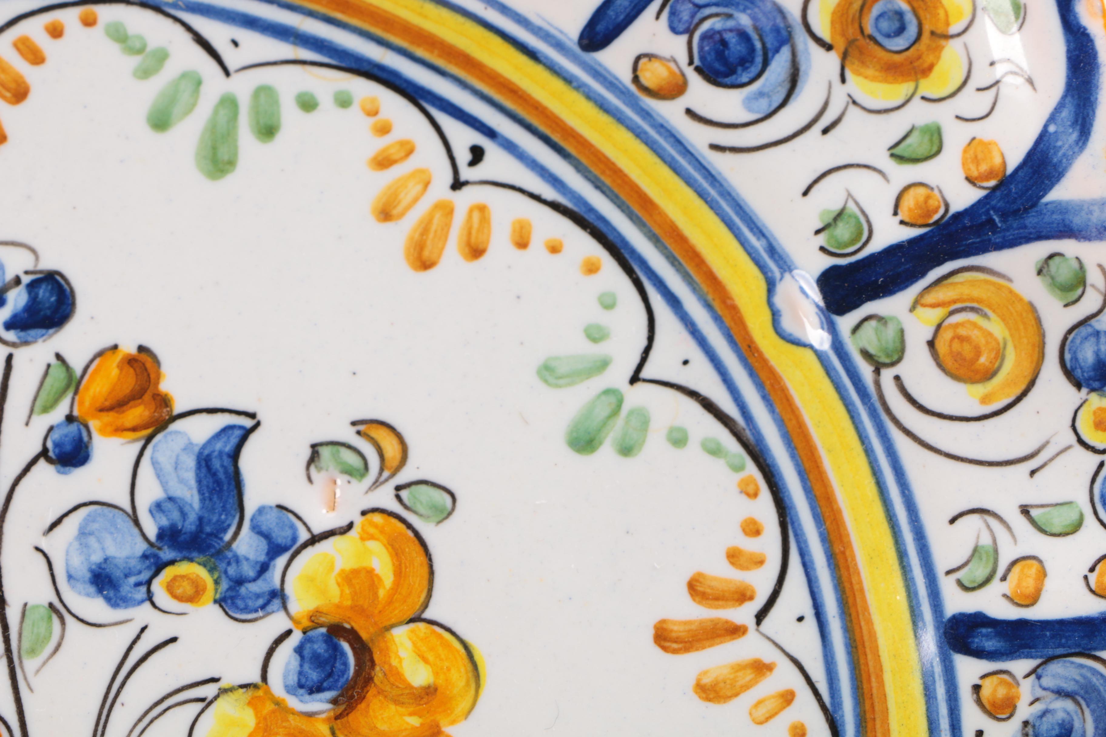 Signed Hand-Painted Deruta-Style Ceramic Plate