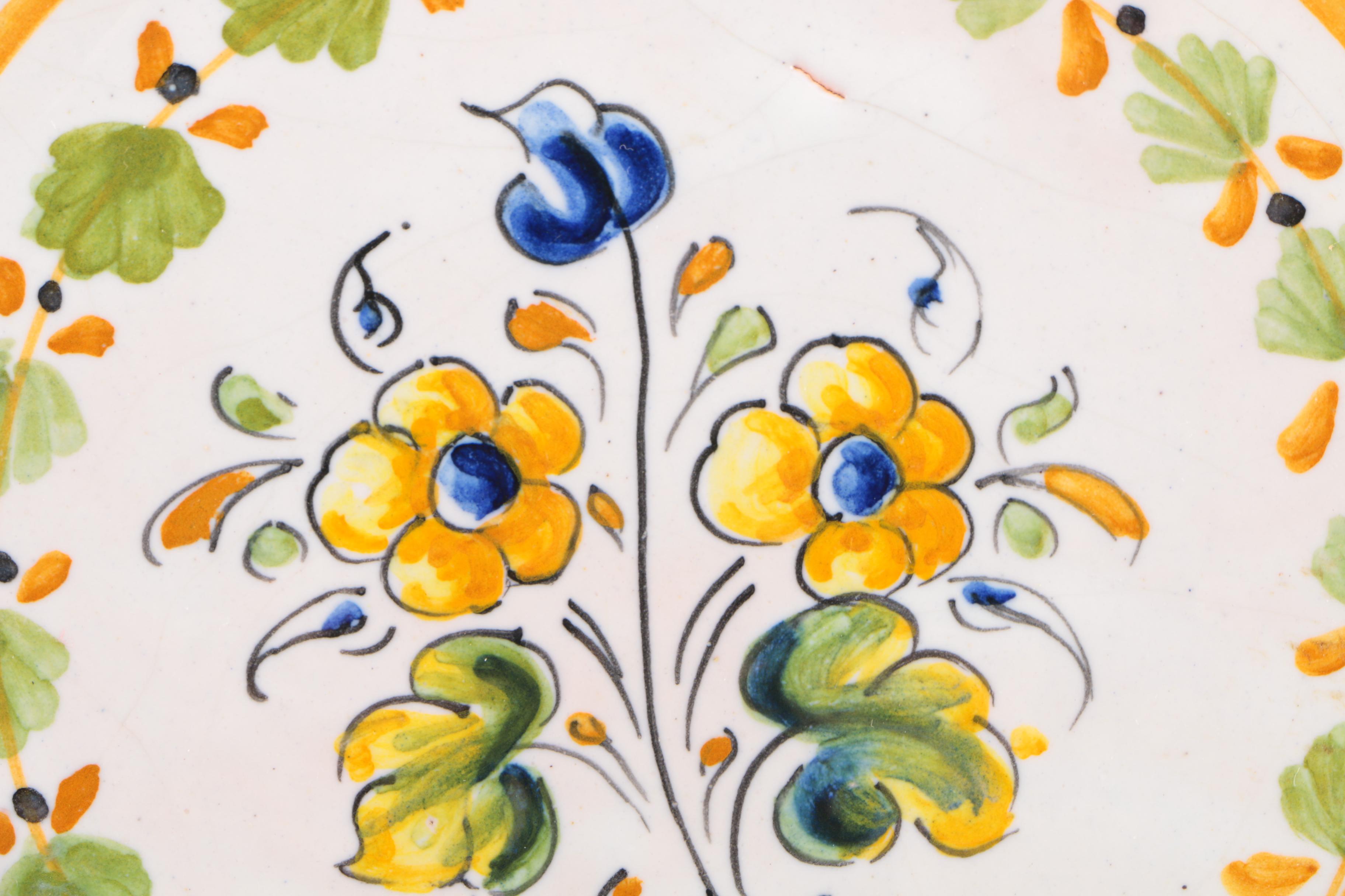 Signed Hand-Painted Deruta-Style Ceramic Plate