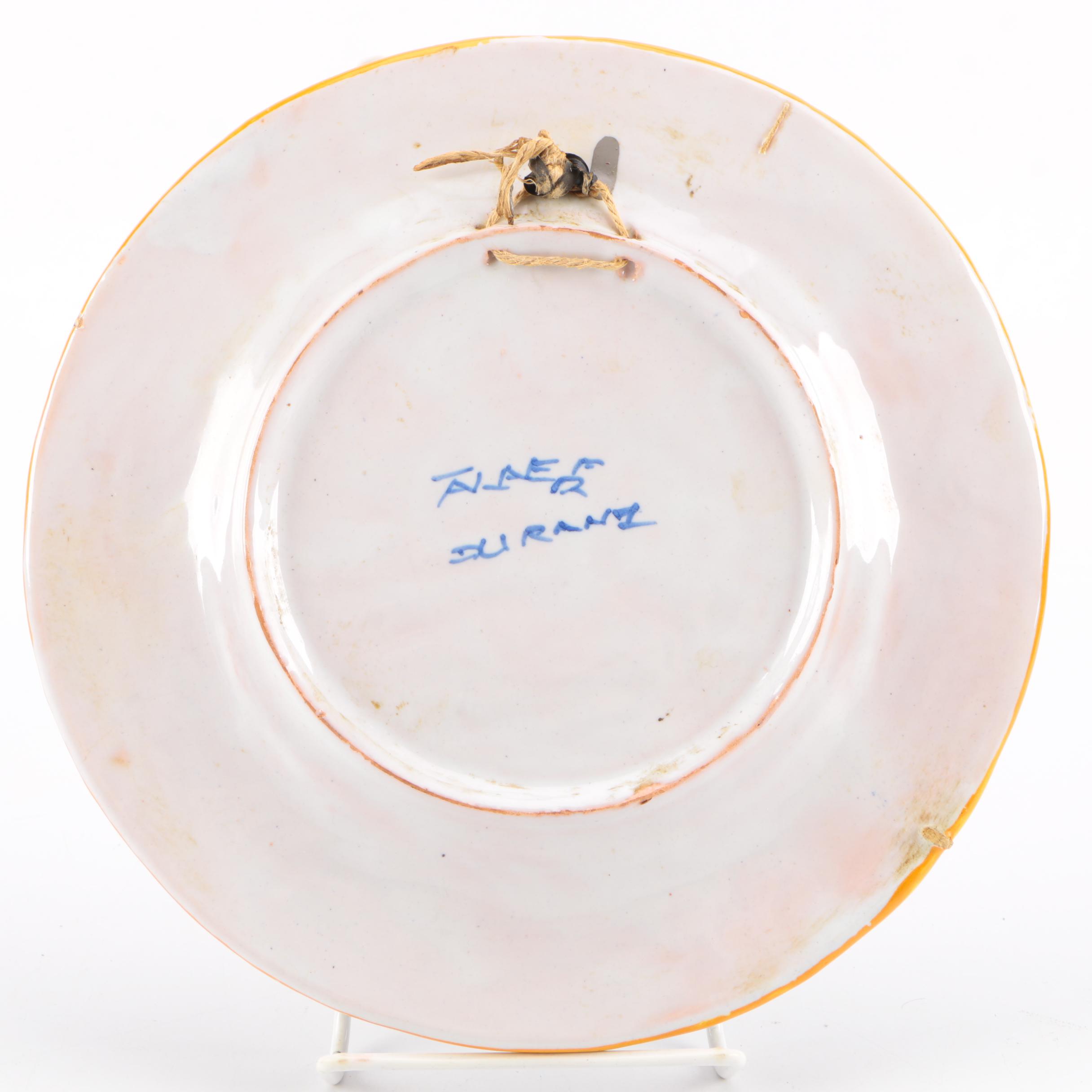 Signed Hand-Painted Deruta-Style Ceramic Plate
