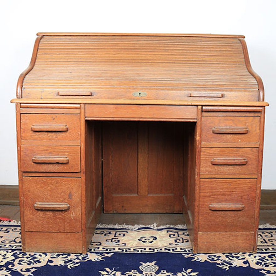 Vintage Oak Roll Top Desk