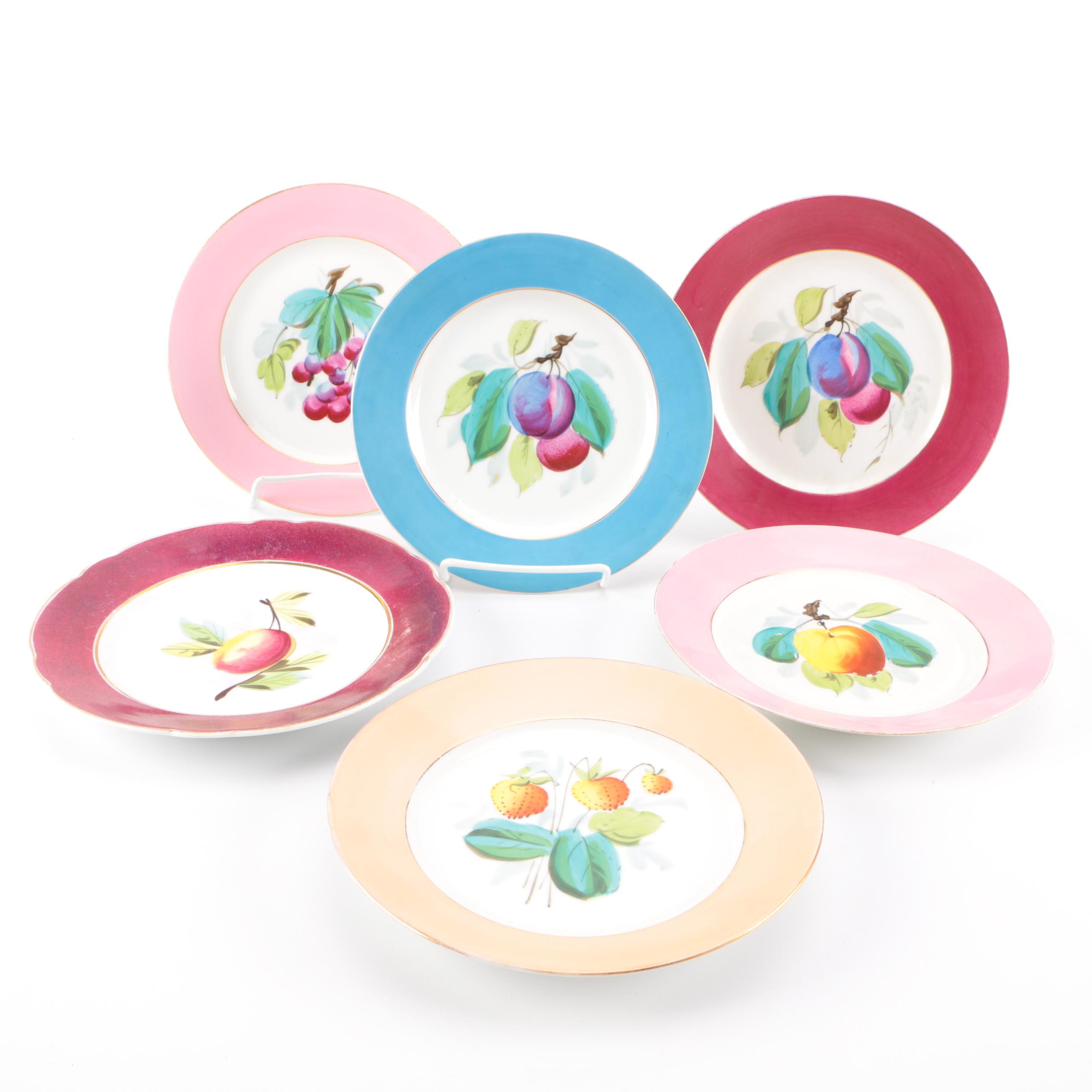Porcelain Fruit Motif Plates Including Bernardaud & Co. Limoges