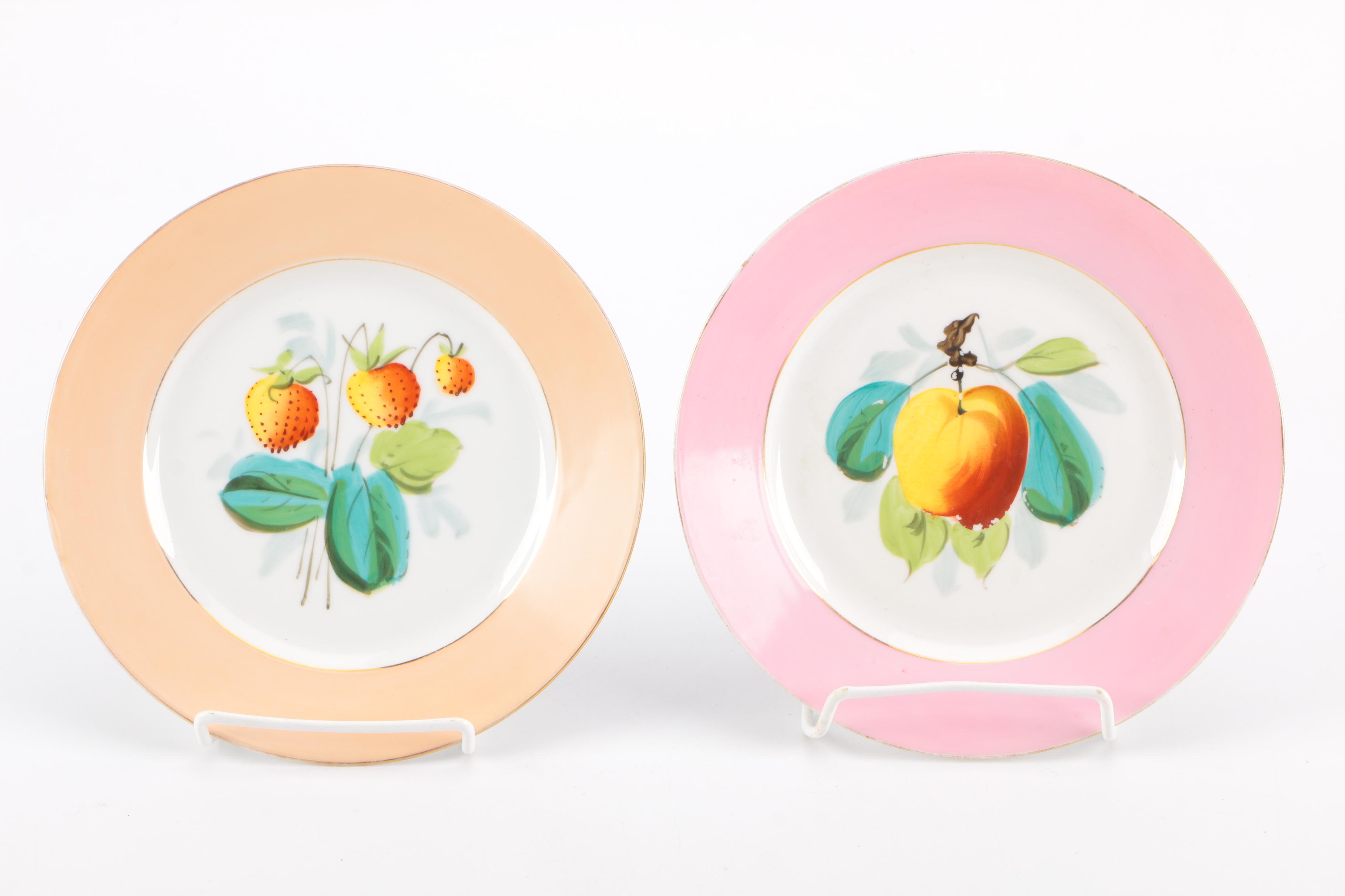 Porcelain Fruit Motif Plates Including Bernardaud & Co. Limoges