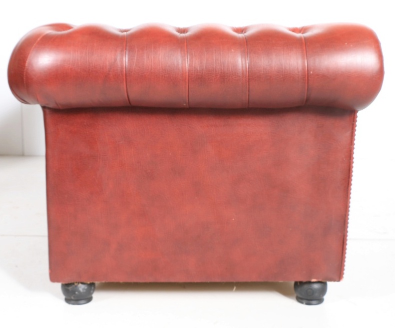 Vintage Burgundy Tufted Leather Chesterfield Sofa