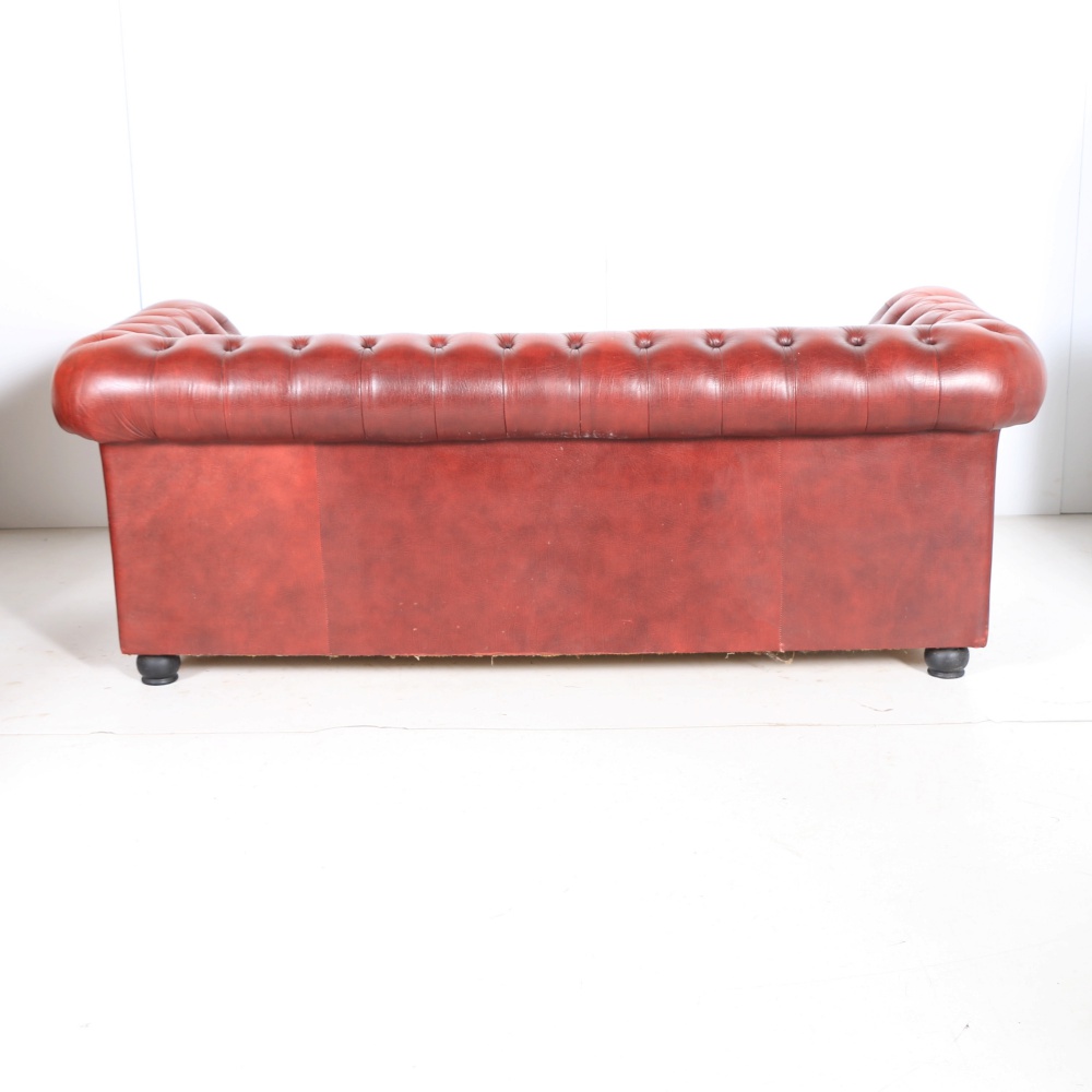 Vintage Burgundy Tufted Leather Chesterfield Sofa