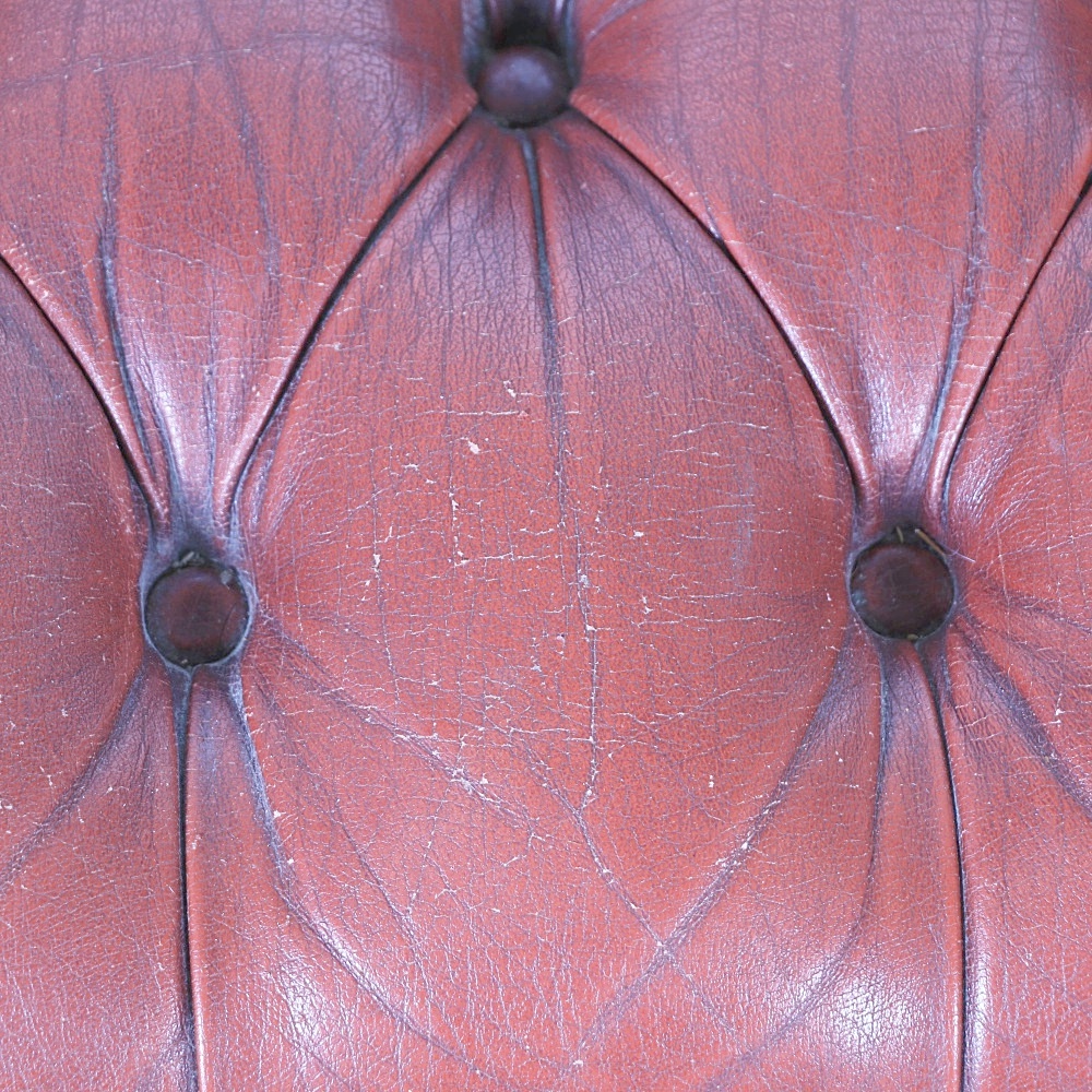 Vintage Burgundy Tufted Leather Chesterfield Sofa