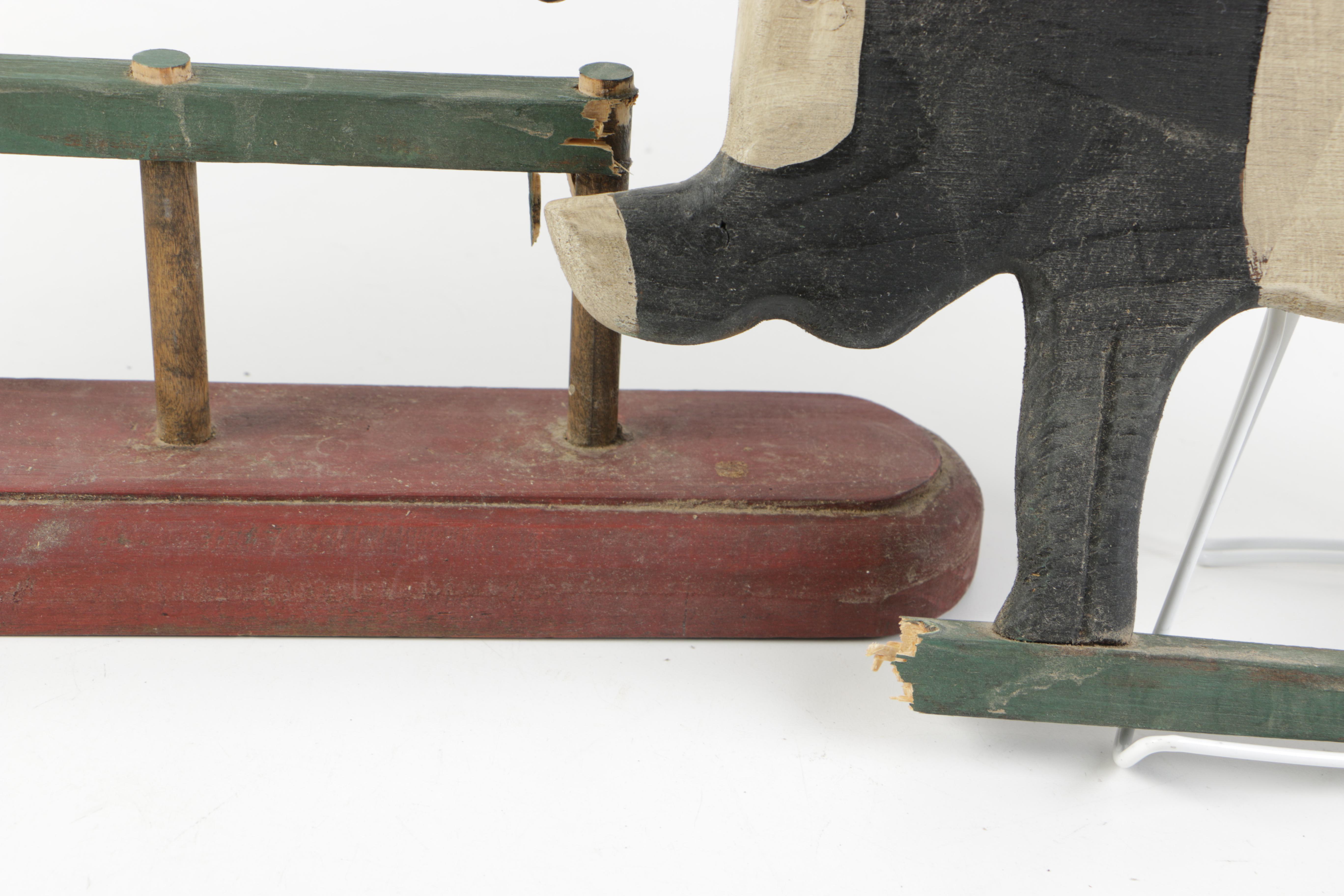 Hand-Painted Wooden Pig Decor