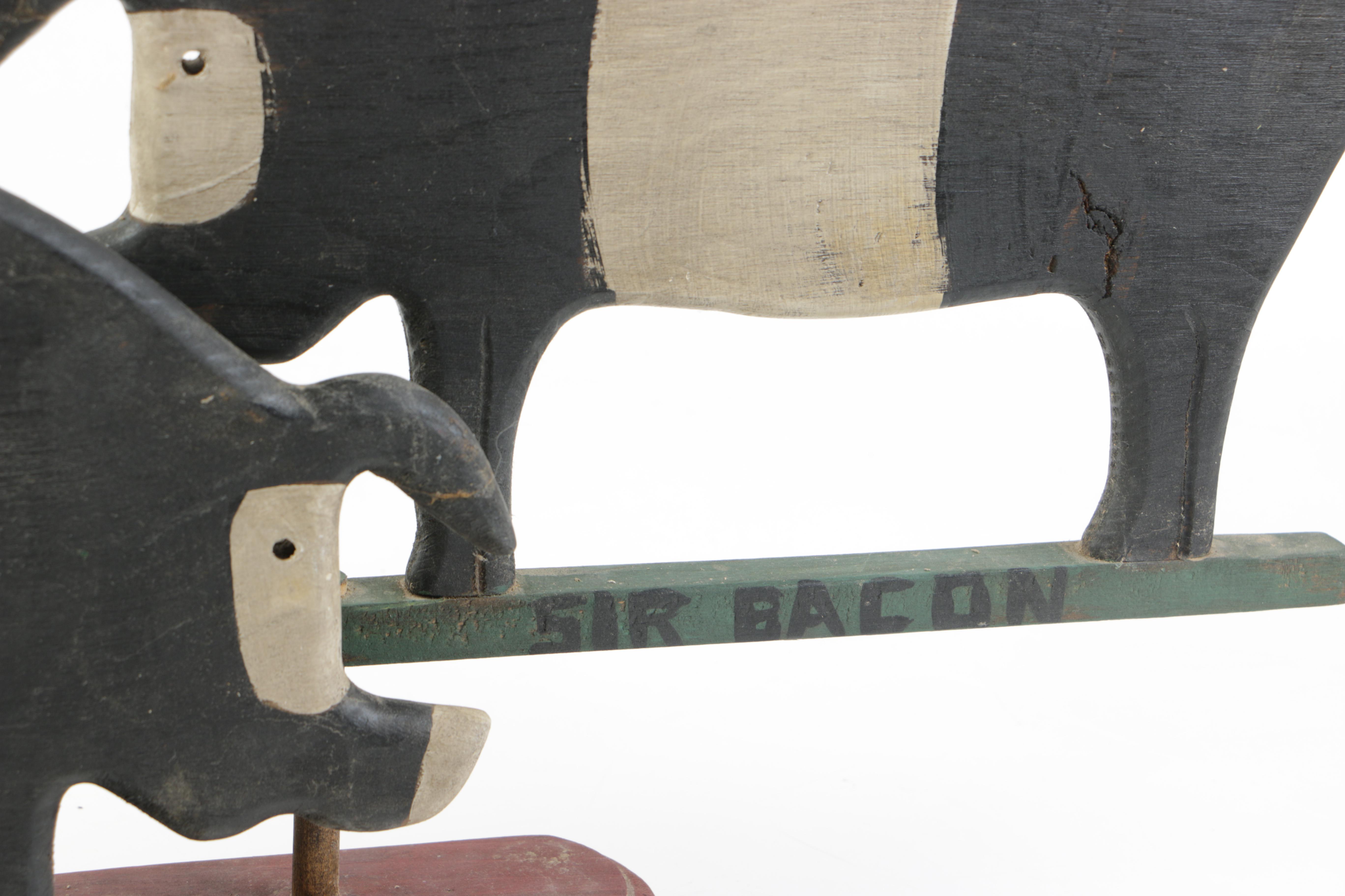 Hand-Painted Wooden Pig Decor