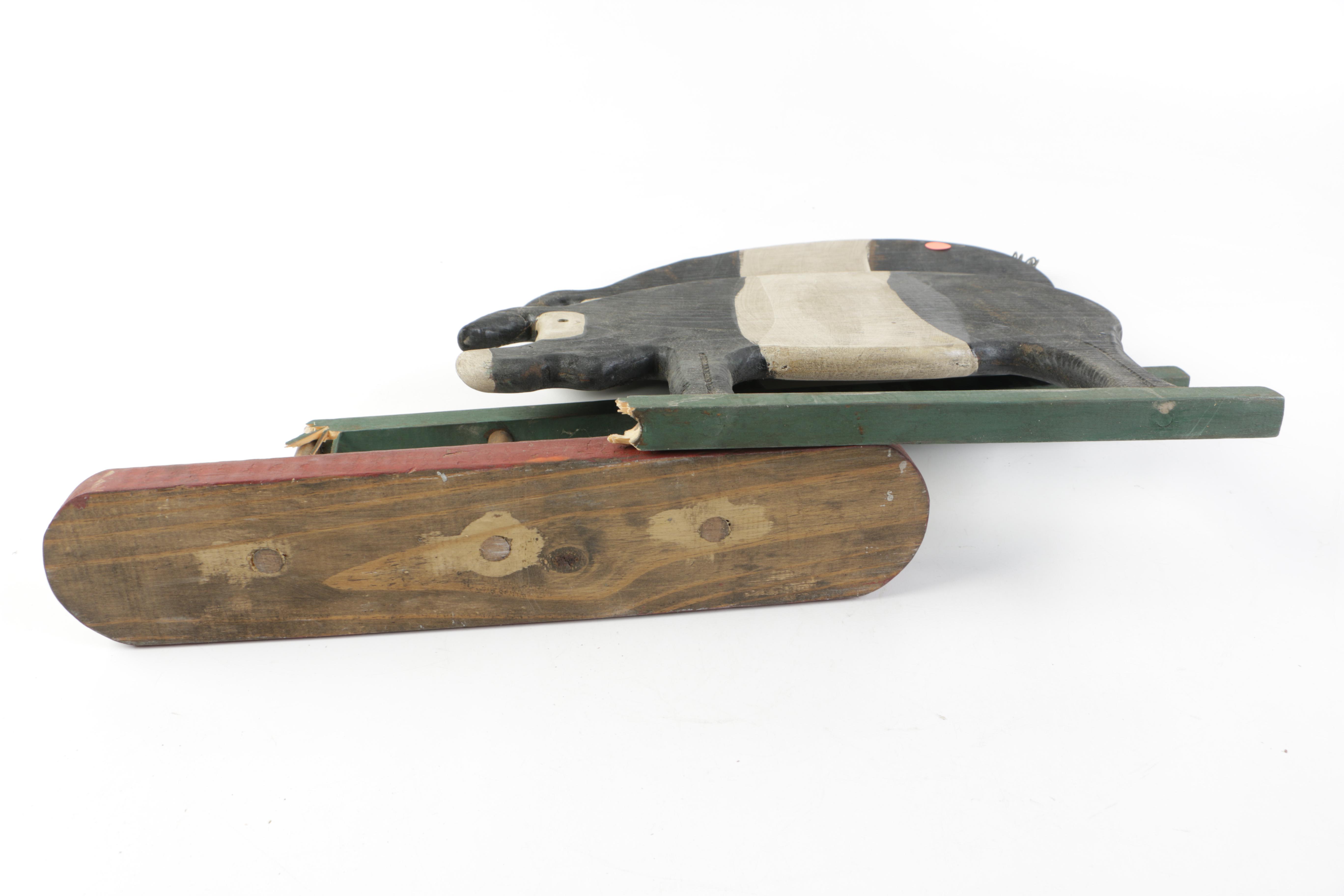 Hand-Painted Wooden Pig Decor