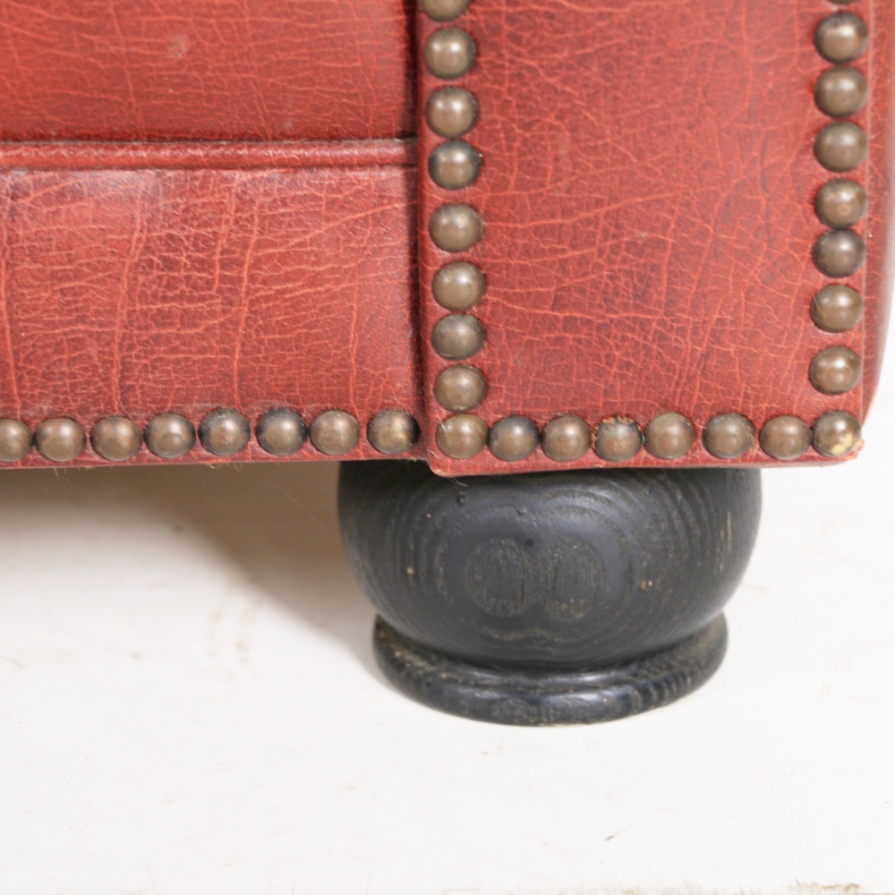 Vintage Burgundy Tufted Leather Chesterfield Sofa