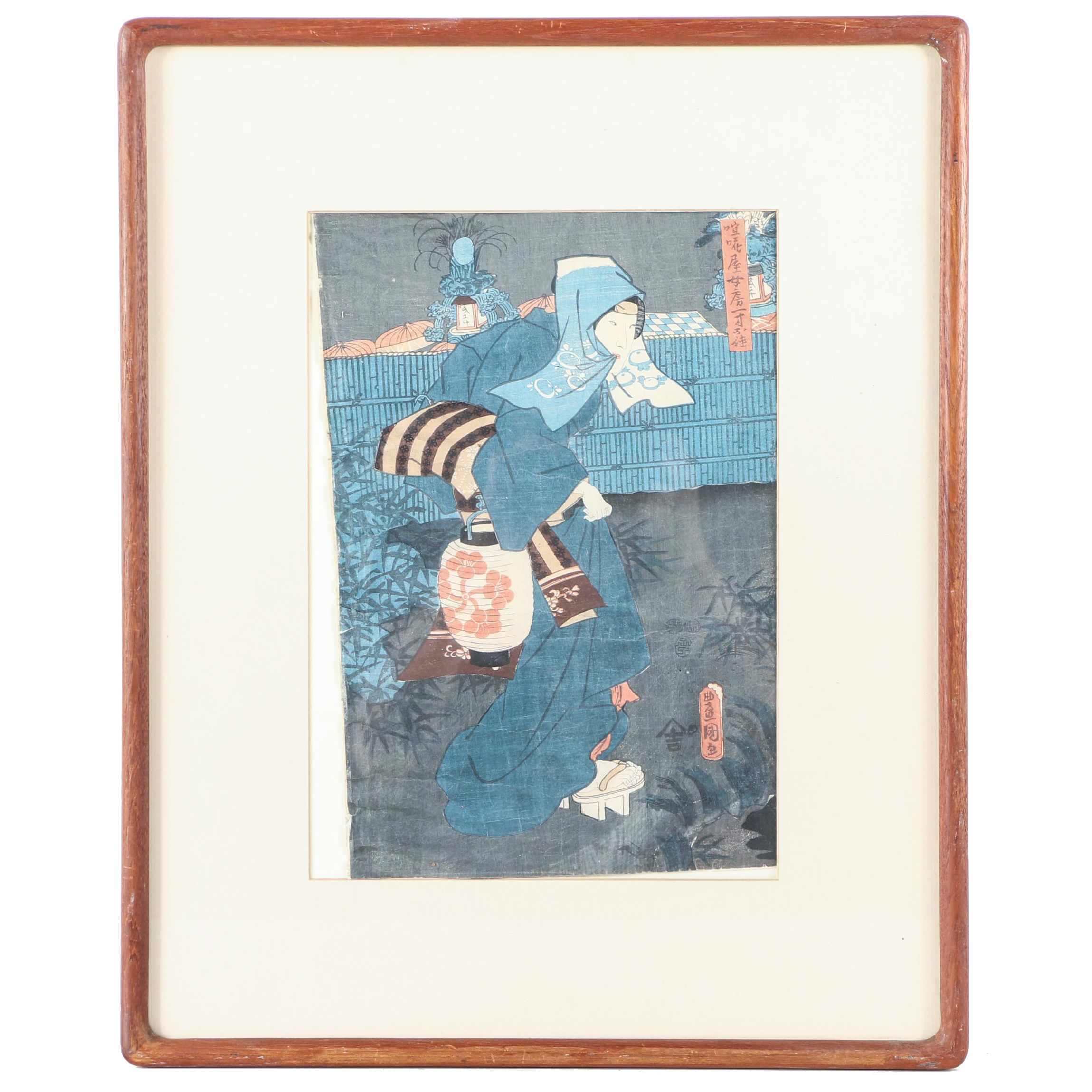 Utagawa Kunisada Japanese Woodblock Print of Robed Woman