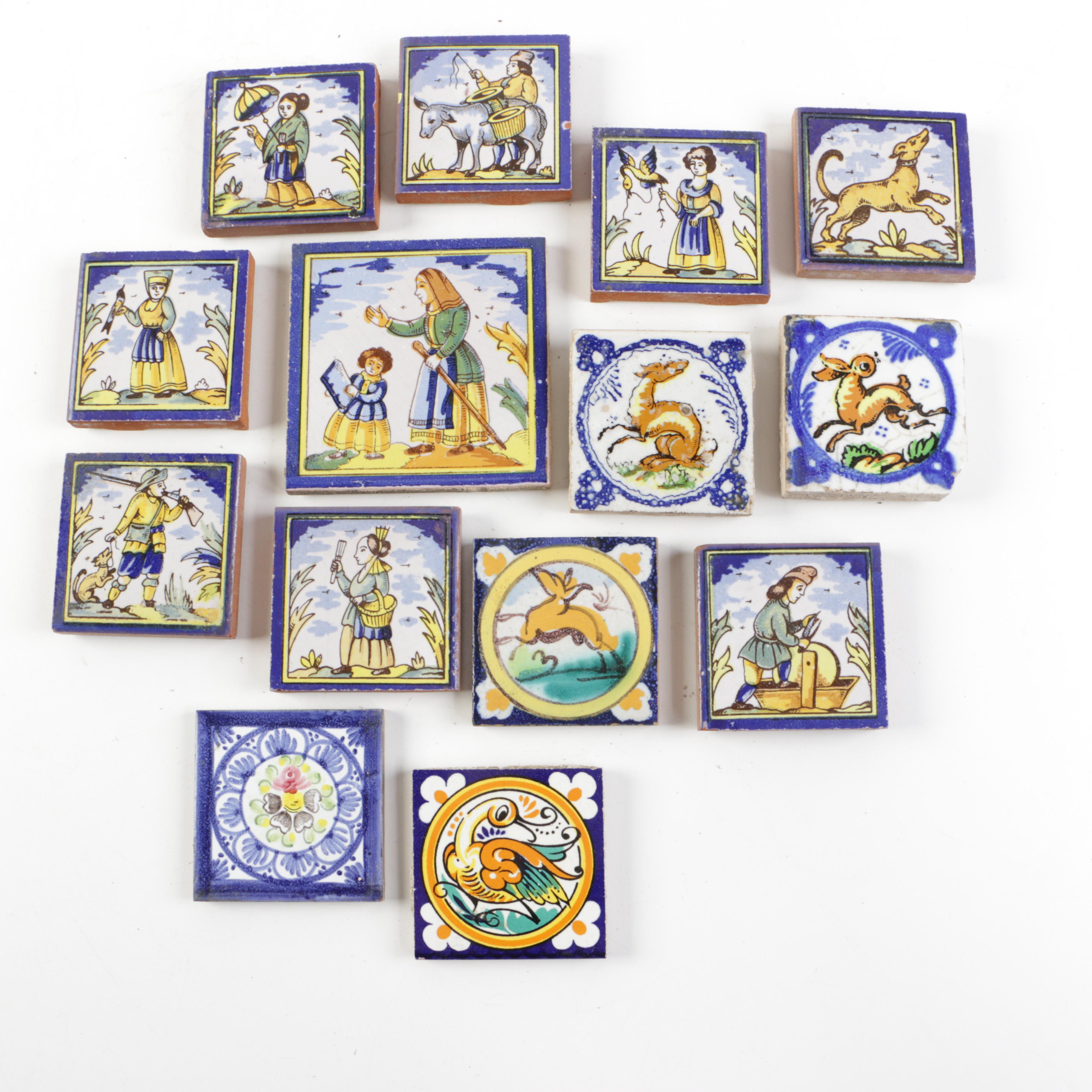 Collection of Hand-Painted Spanish Ceramic Tiles