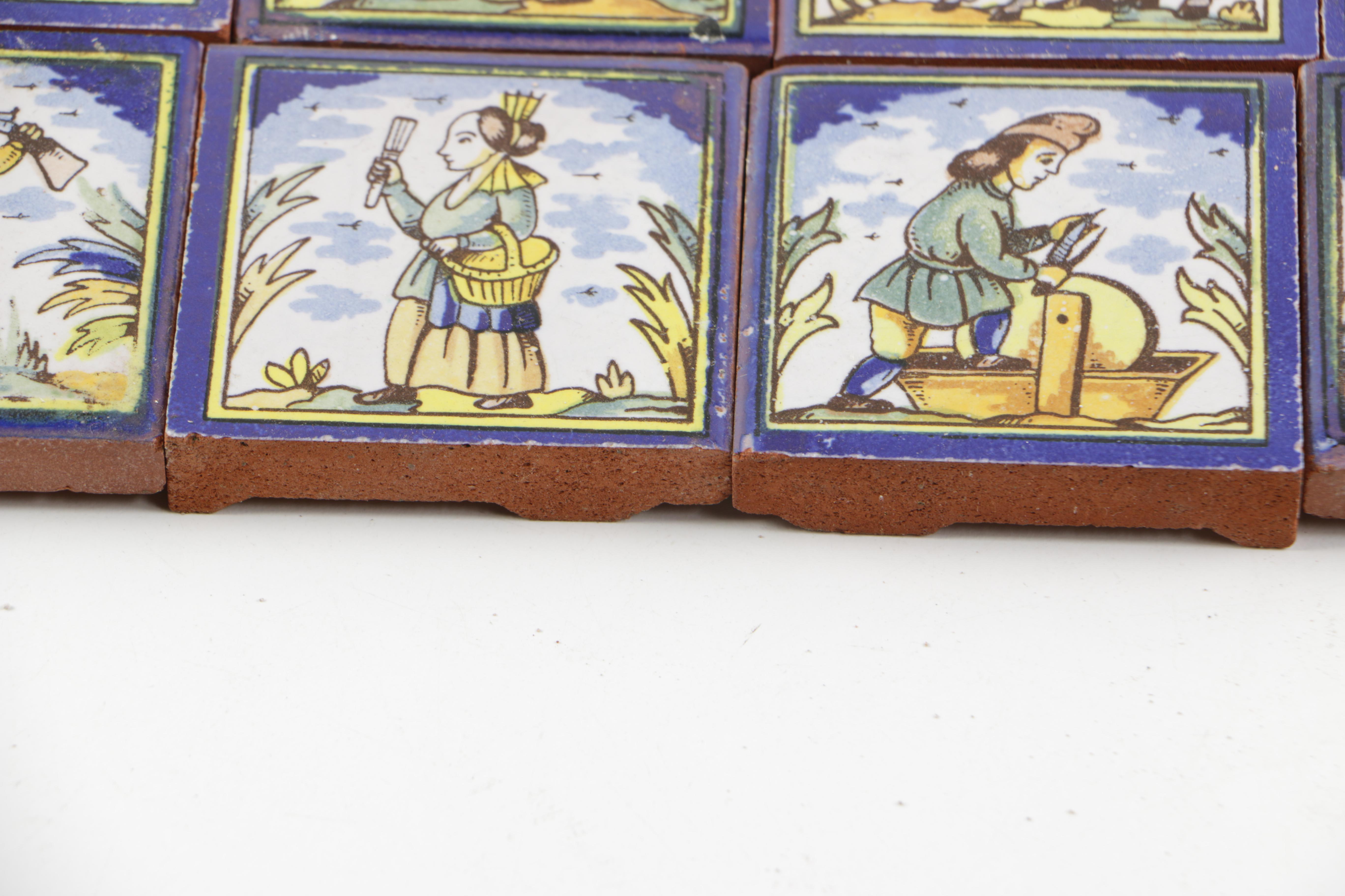 Collection of Hand-Painted Spanish Ceramic Tiles