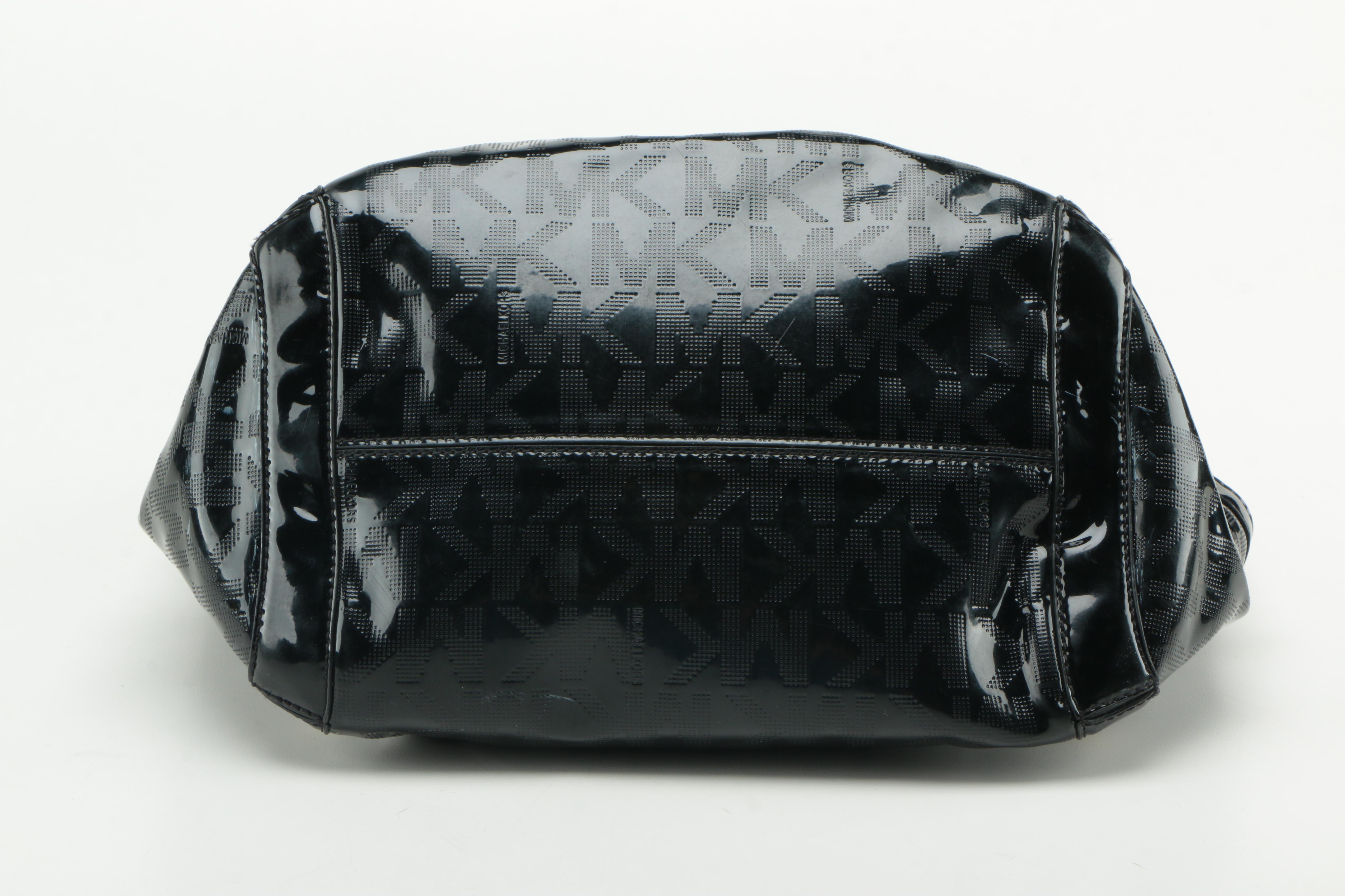 MICHAEL by Michael Kors Black Patent Leather Monogram Tote Bag