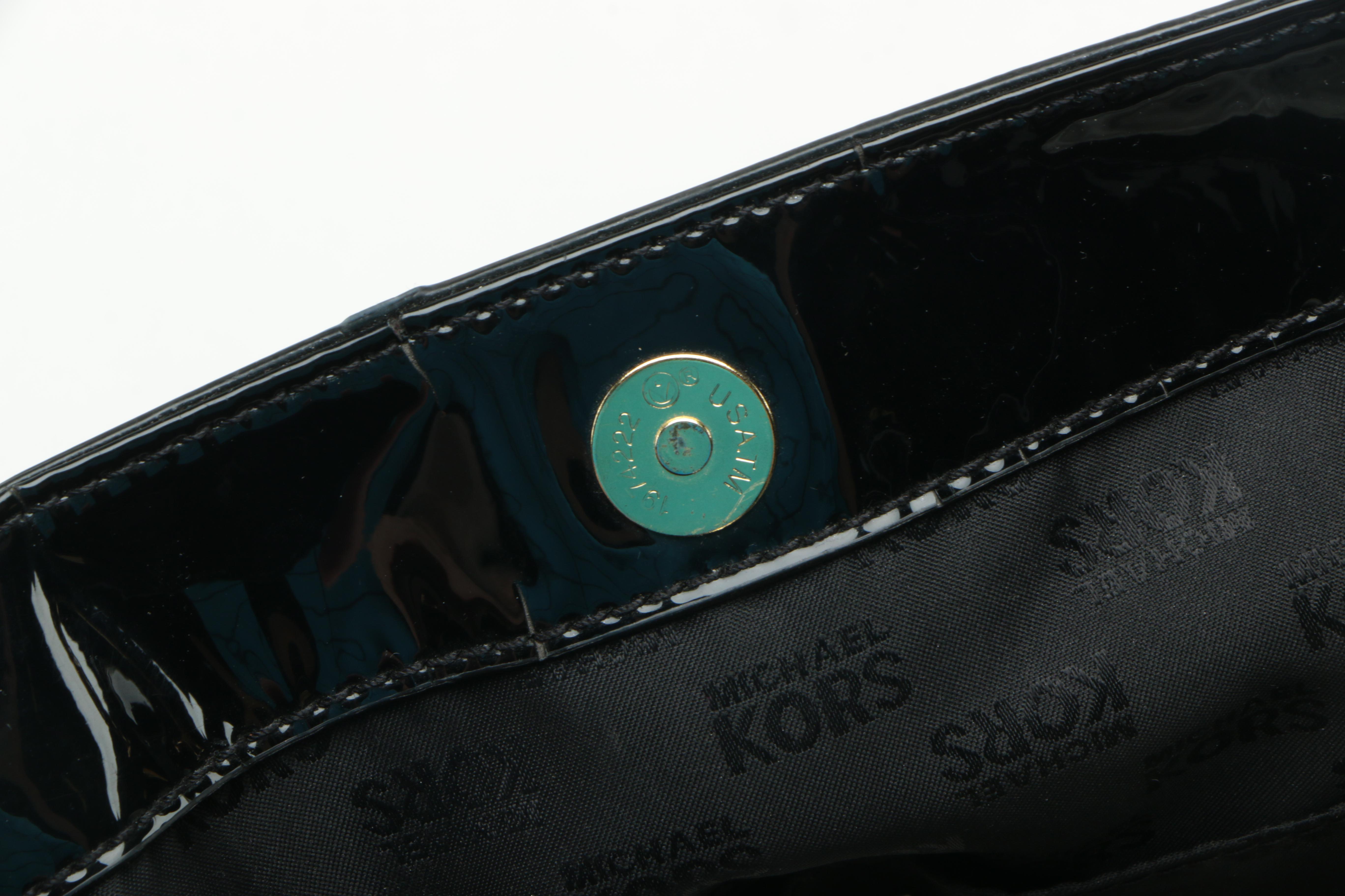 MICHAEL by Michael Kors Black Patent Leather Monogram Tote Bag