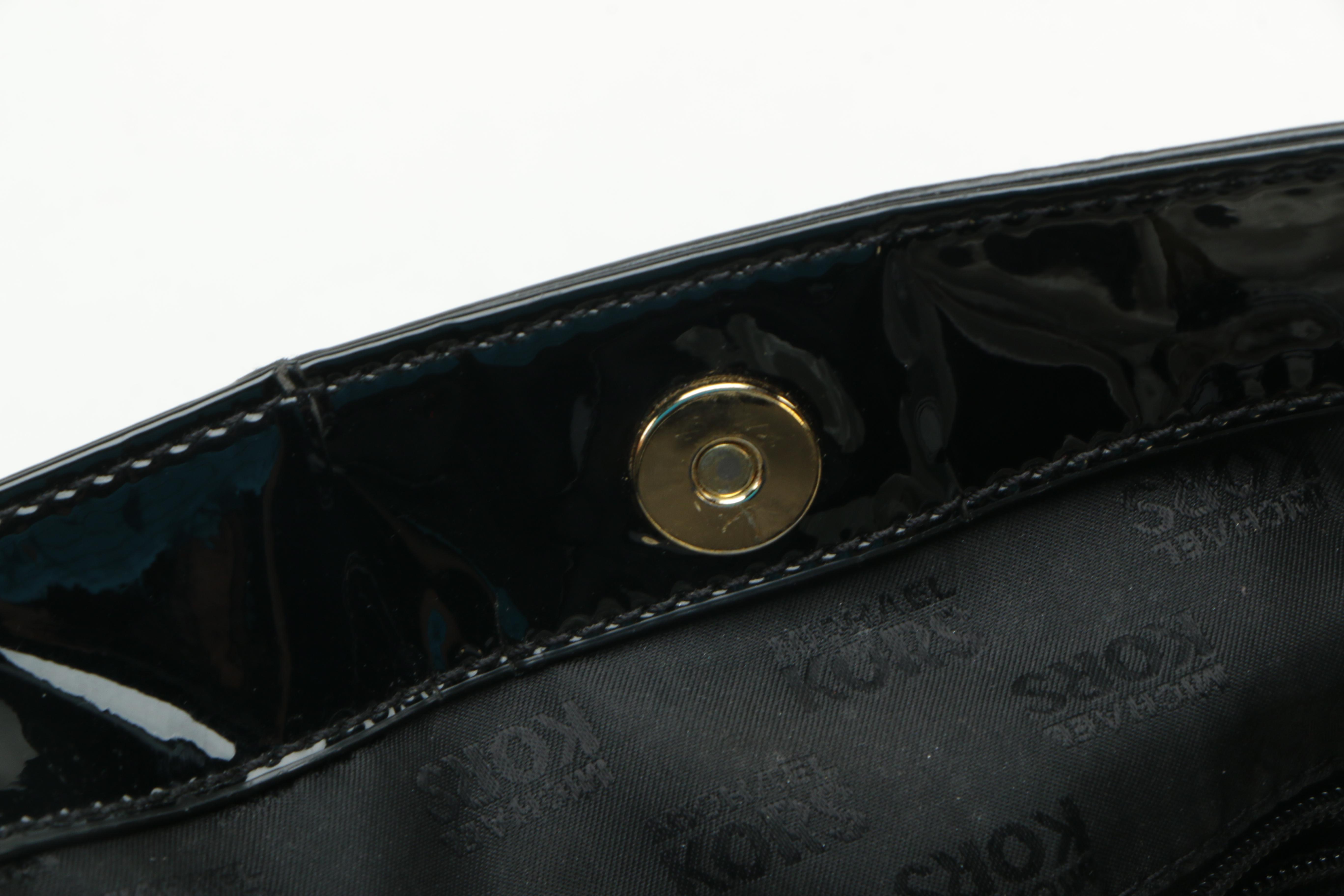 MICHAEL by Michael Kors Black Patent Leather Monogram Tote Bag