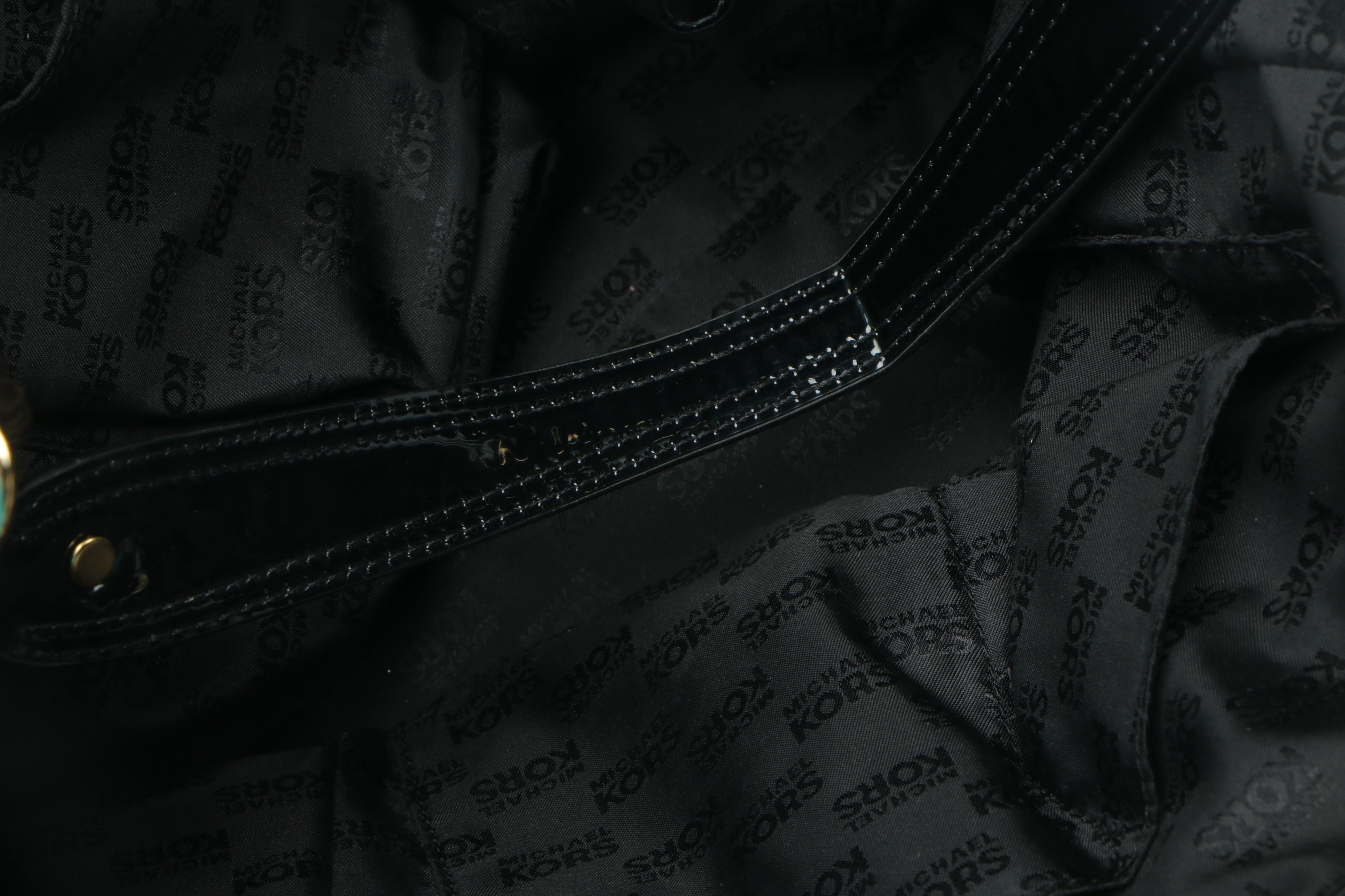 MICHAEL by Michael Kors Black Patent Leather Monogram Tote Bag