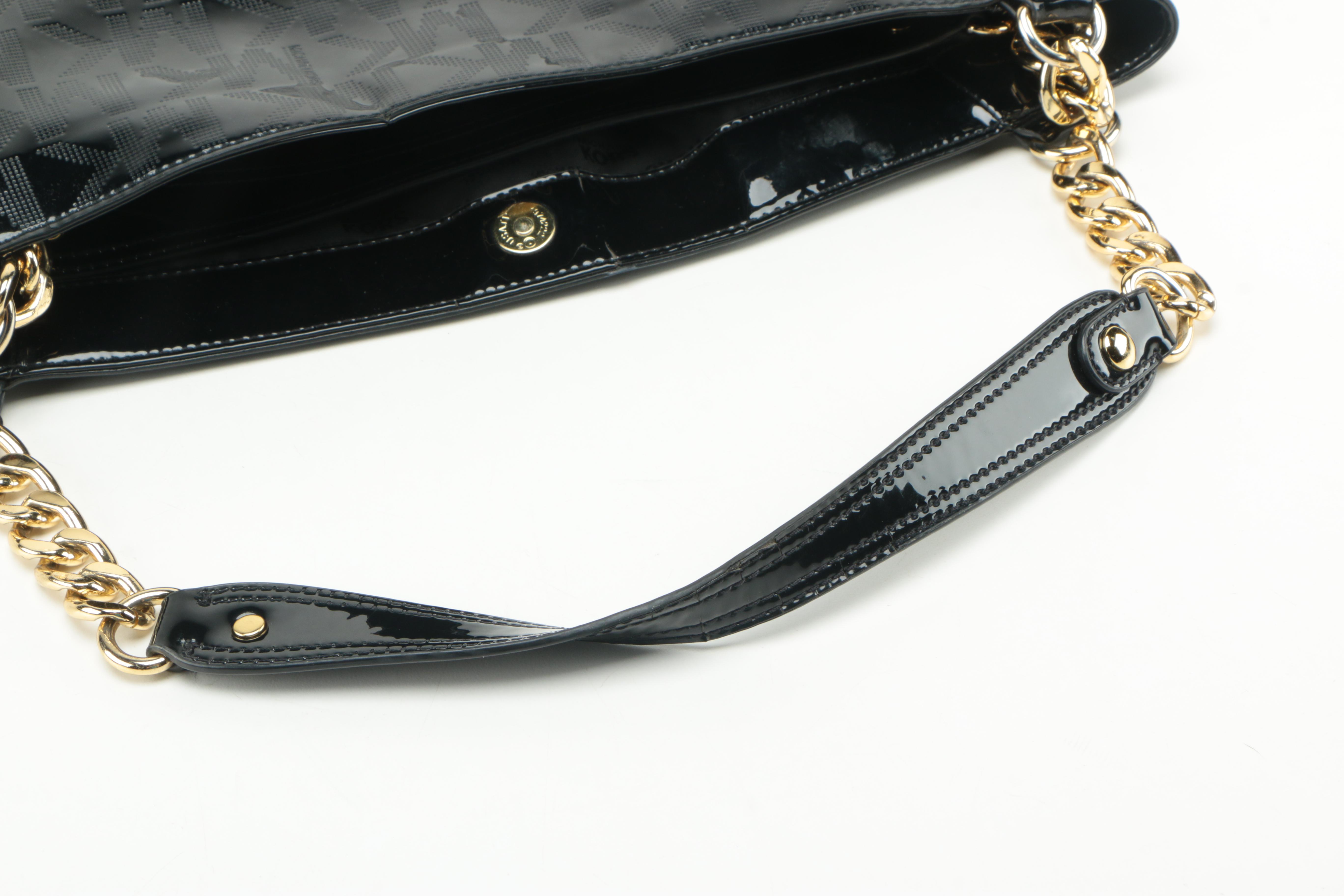 MICHAEL by Michael Kors Black Patent Leather Monogram Tote Bag