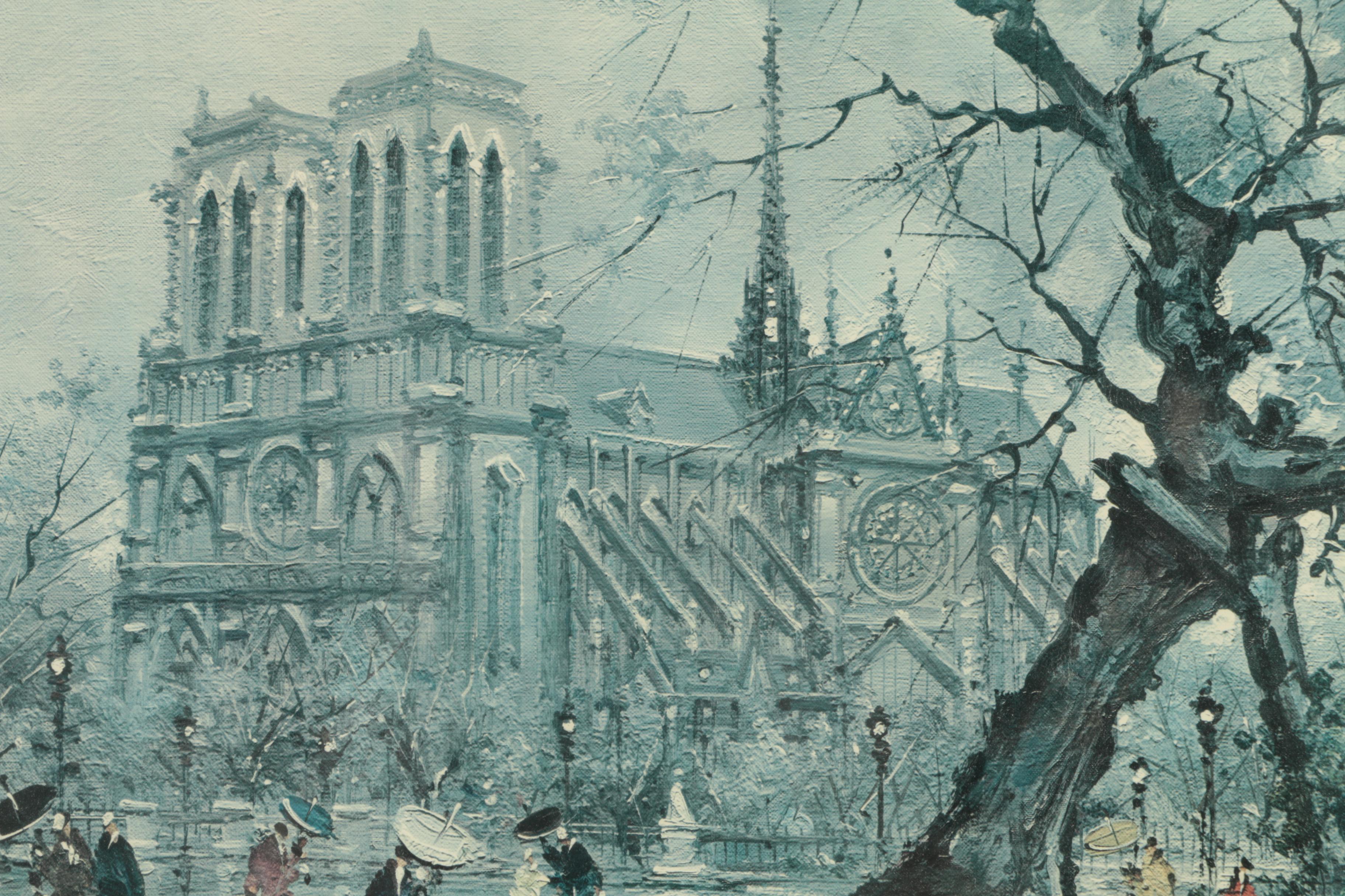 Offset Lithograph After Maurice Legendre "Notre Dame Et Le Square Viviani"