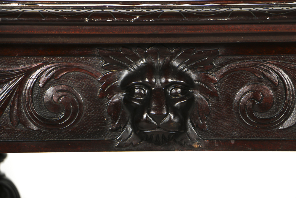 Early 20th Century Mahogany Carved Library Table