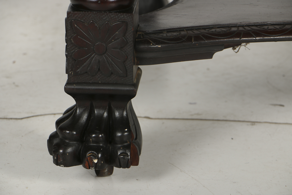 Early 20th Century Mahogany Carved Library Table