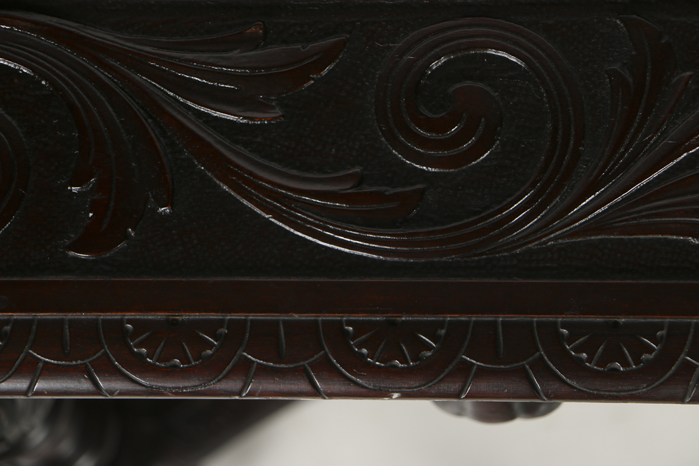 Early 20th Century Mahogany Carved Library Table