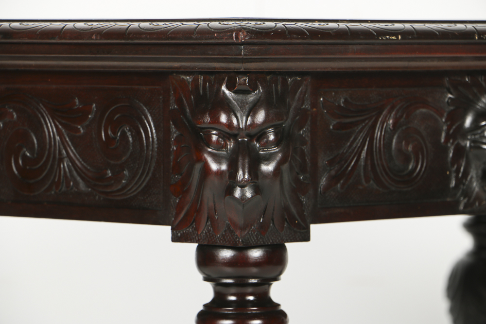 Early 20th Century Mahogany Carved Library Table
