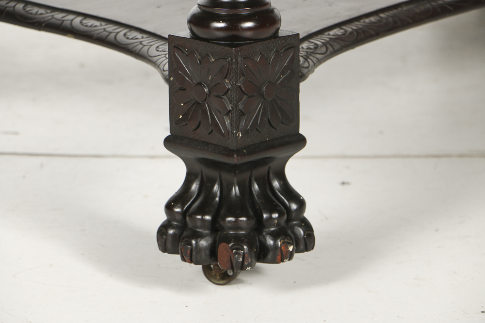 Early 20th Century Mahogany Carved Library Table