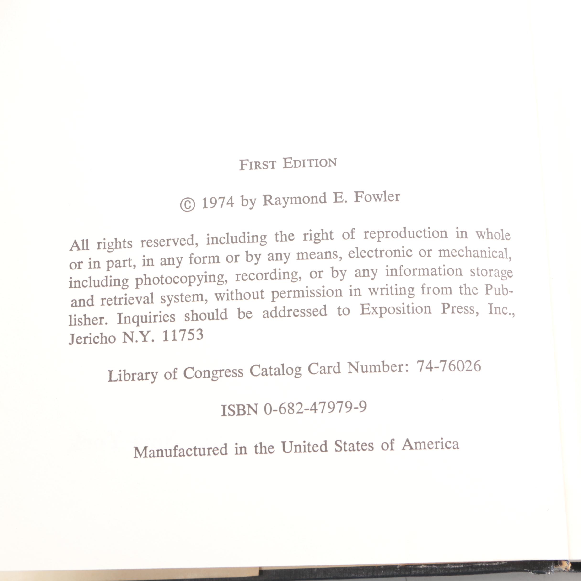 1974 Signed First Edition "UFOs: Interplanetary Visitors" by Raymond E. Fowler