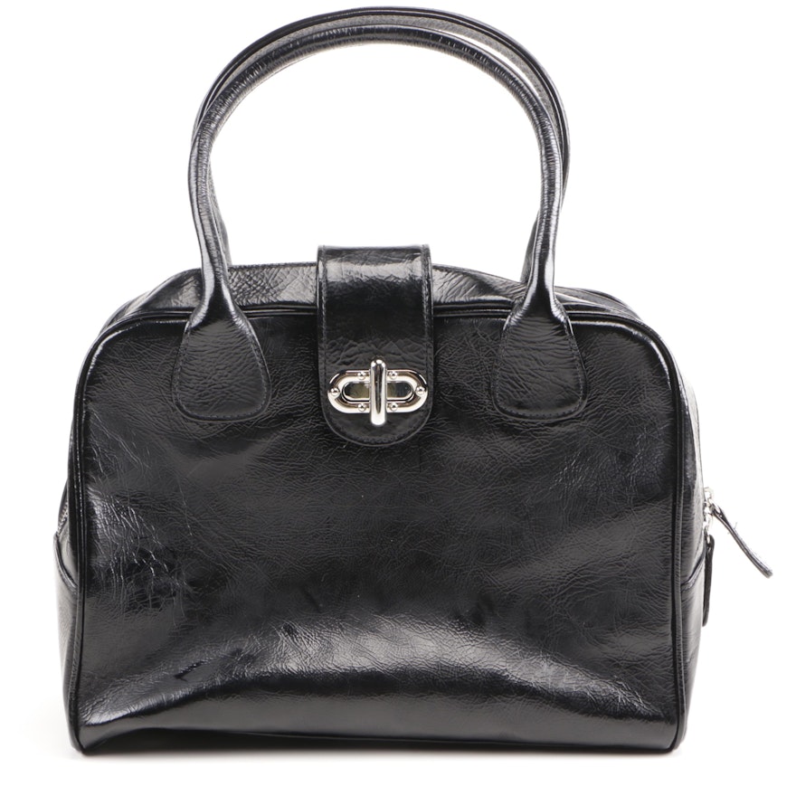 Christopher Augmon Black Coated Leather Handbag