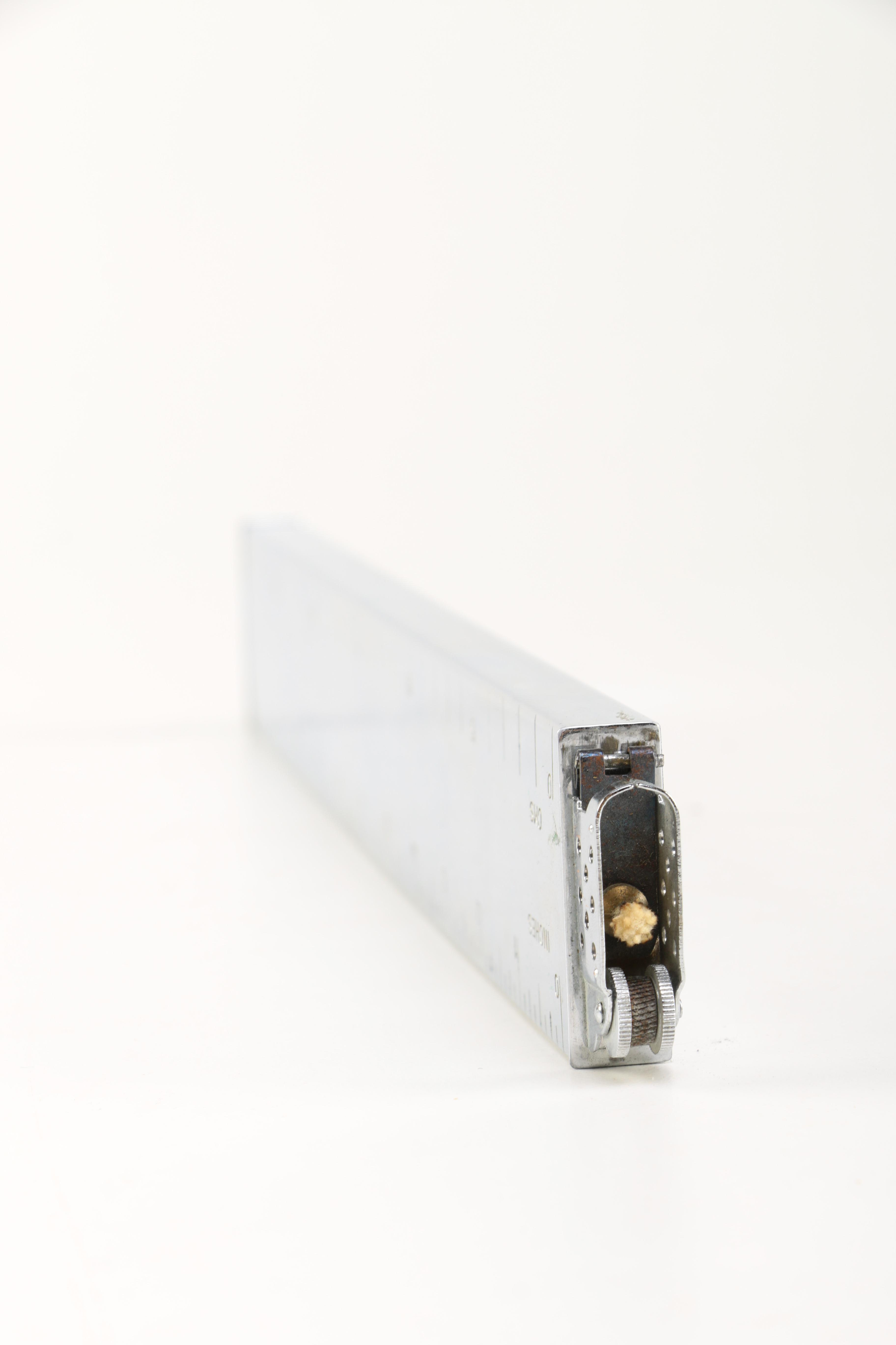 Vintage Stainless Steel Lighter Ruler With Felt Case