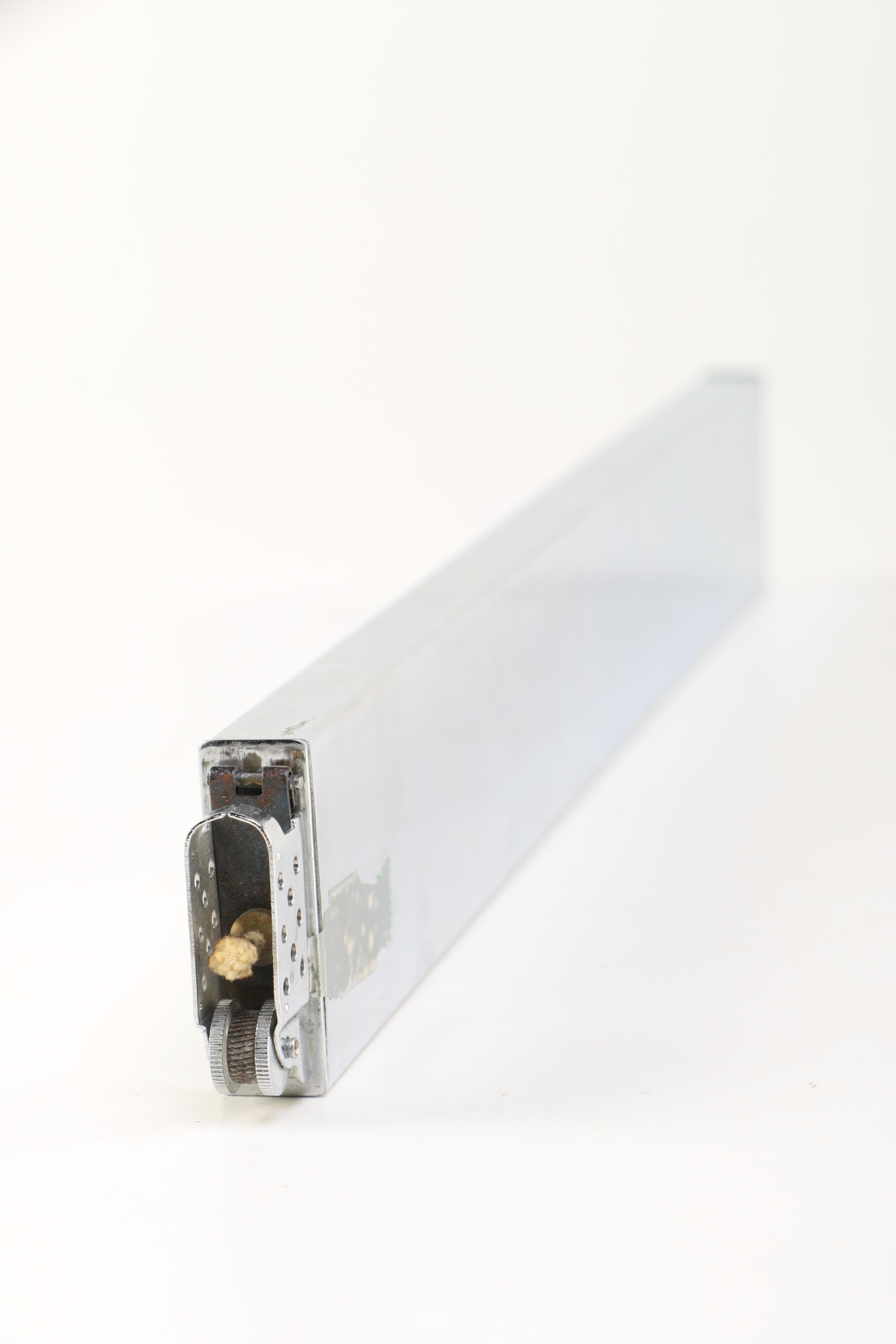 Vintage Stainless Steel Lighter Ruler With Felt Case