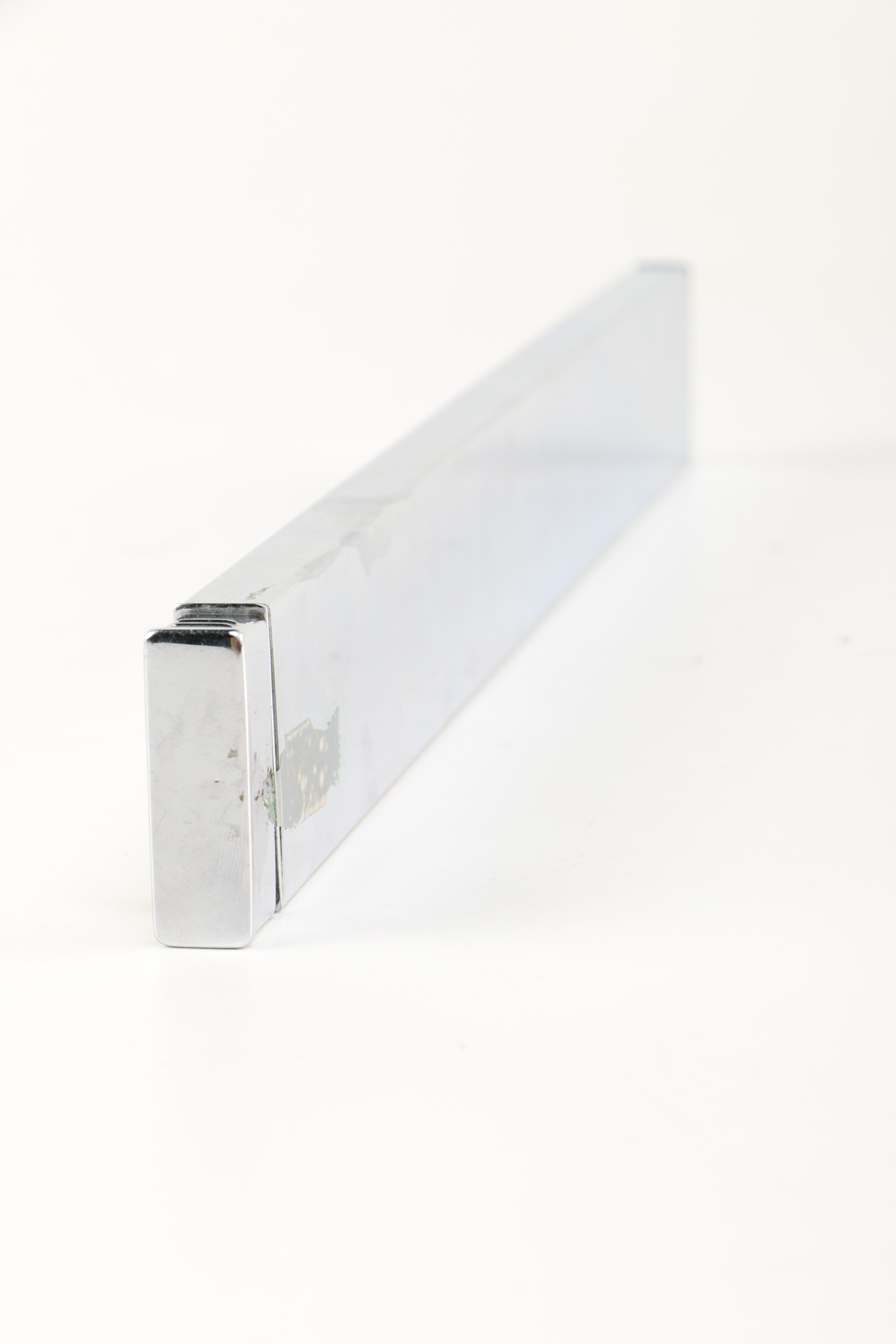 Vintage Stainless Steel Lighter Ruler With Felt Case