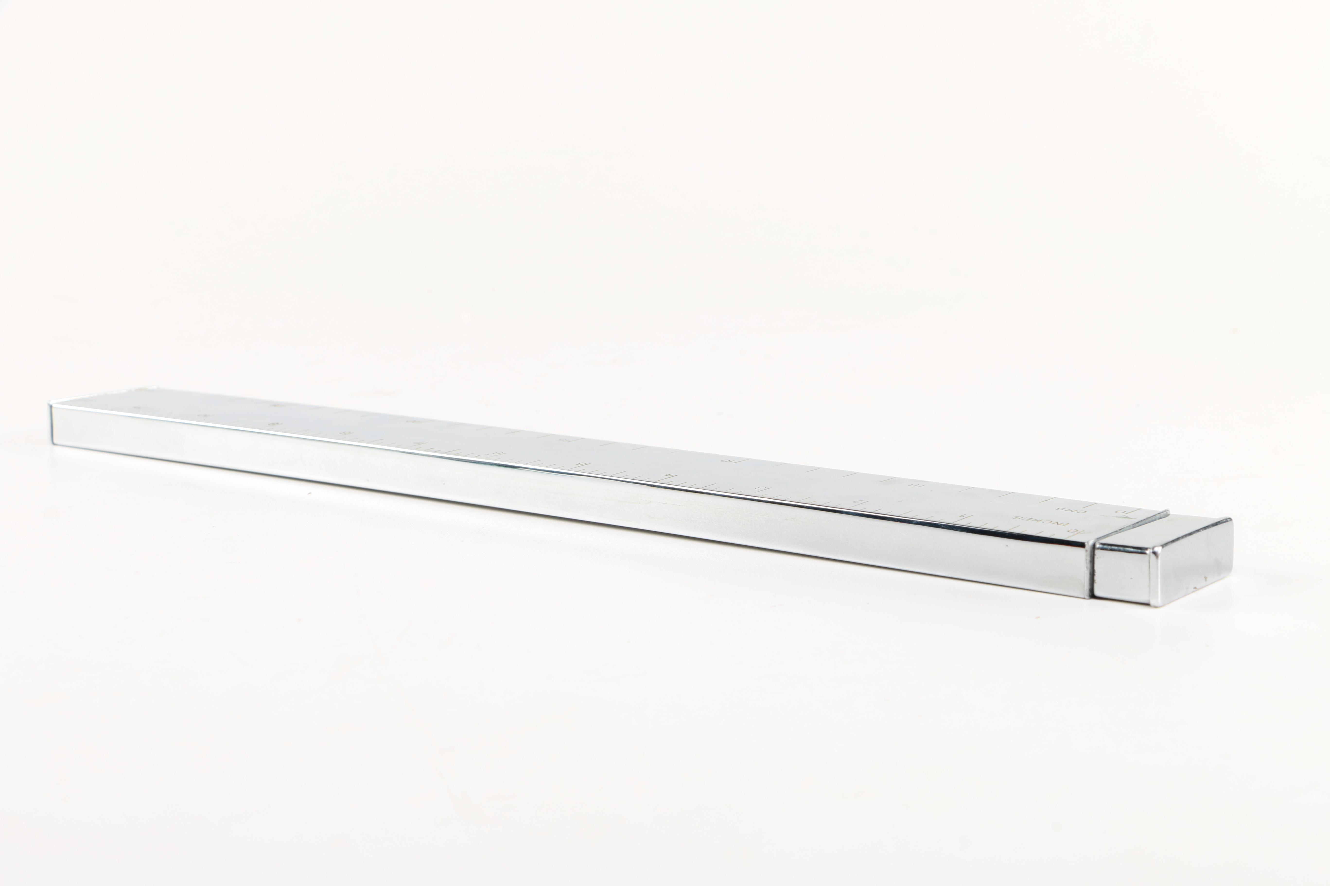 Vintage Stainless Steel Lighter Ruler With Felt Case