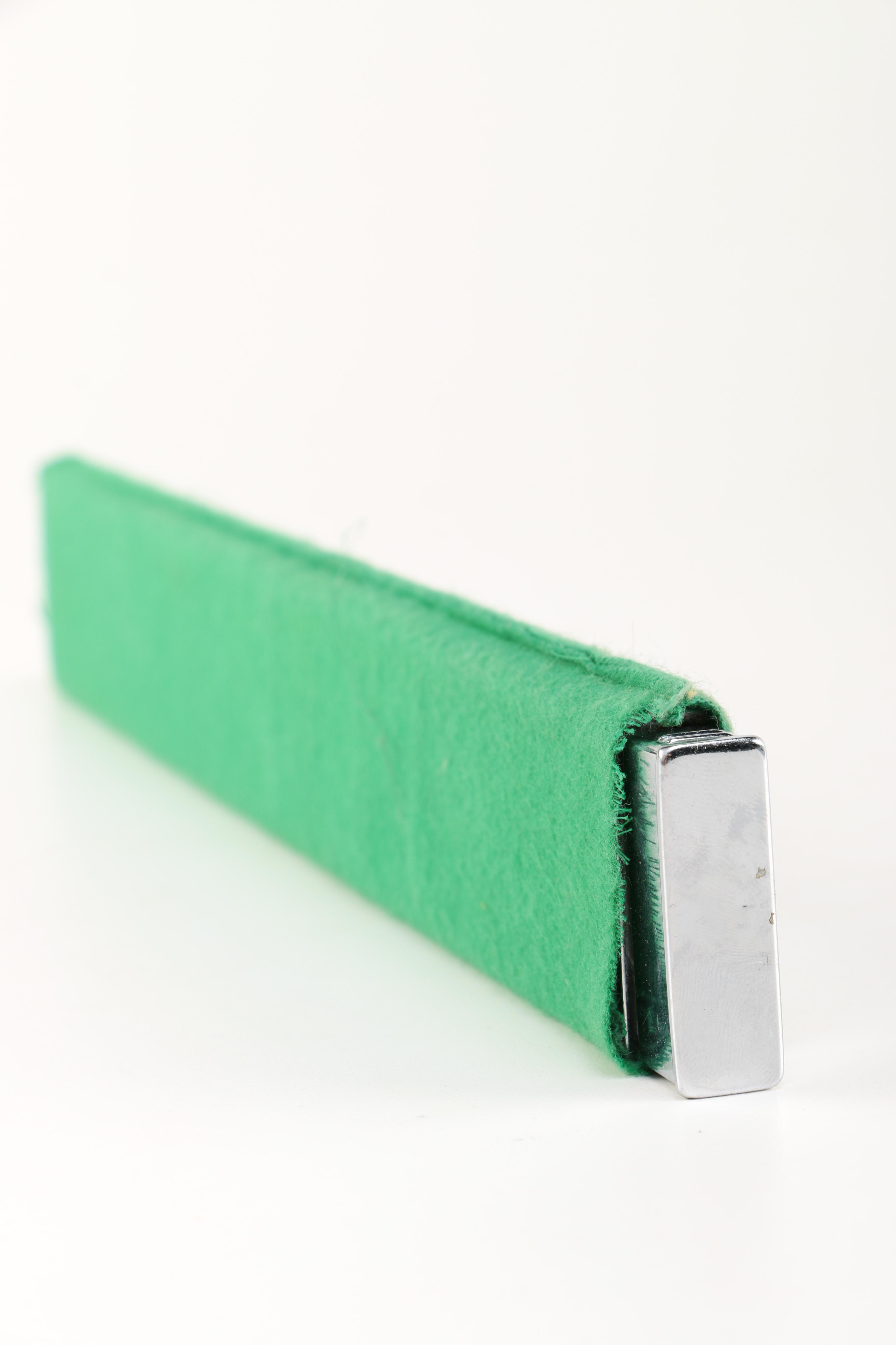 Vintage Stainless Steel Lighter Ruler With Felt Case