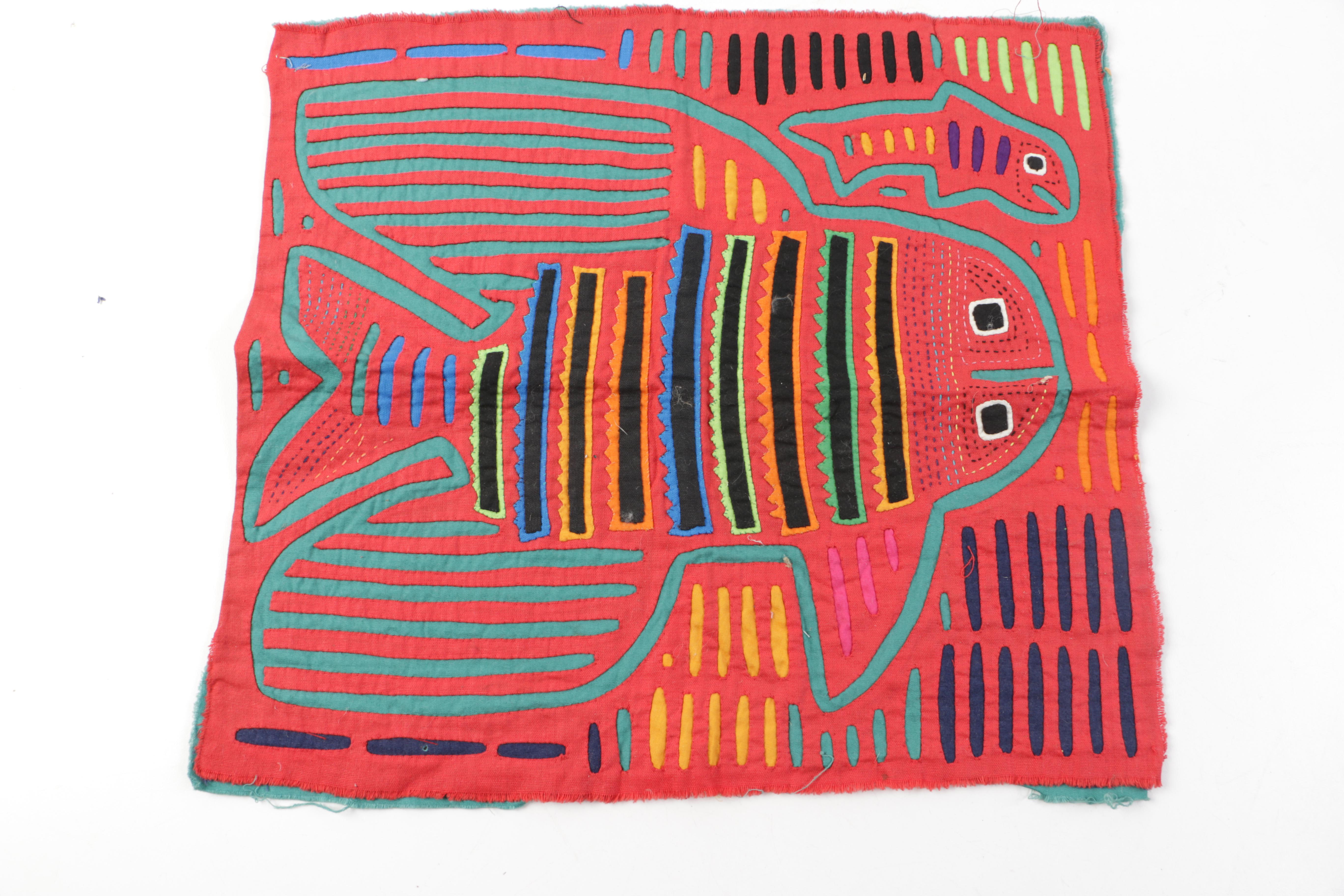 Vintage Textiles Including "Log Cabin" Lap Quilt Piece