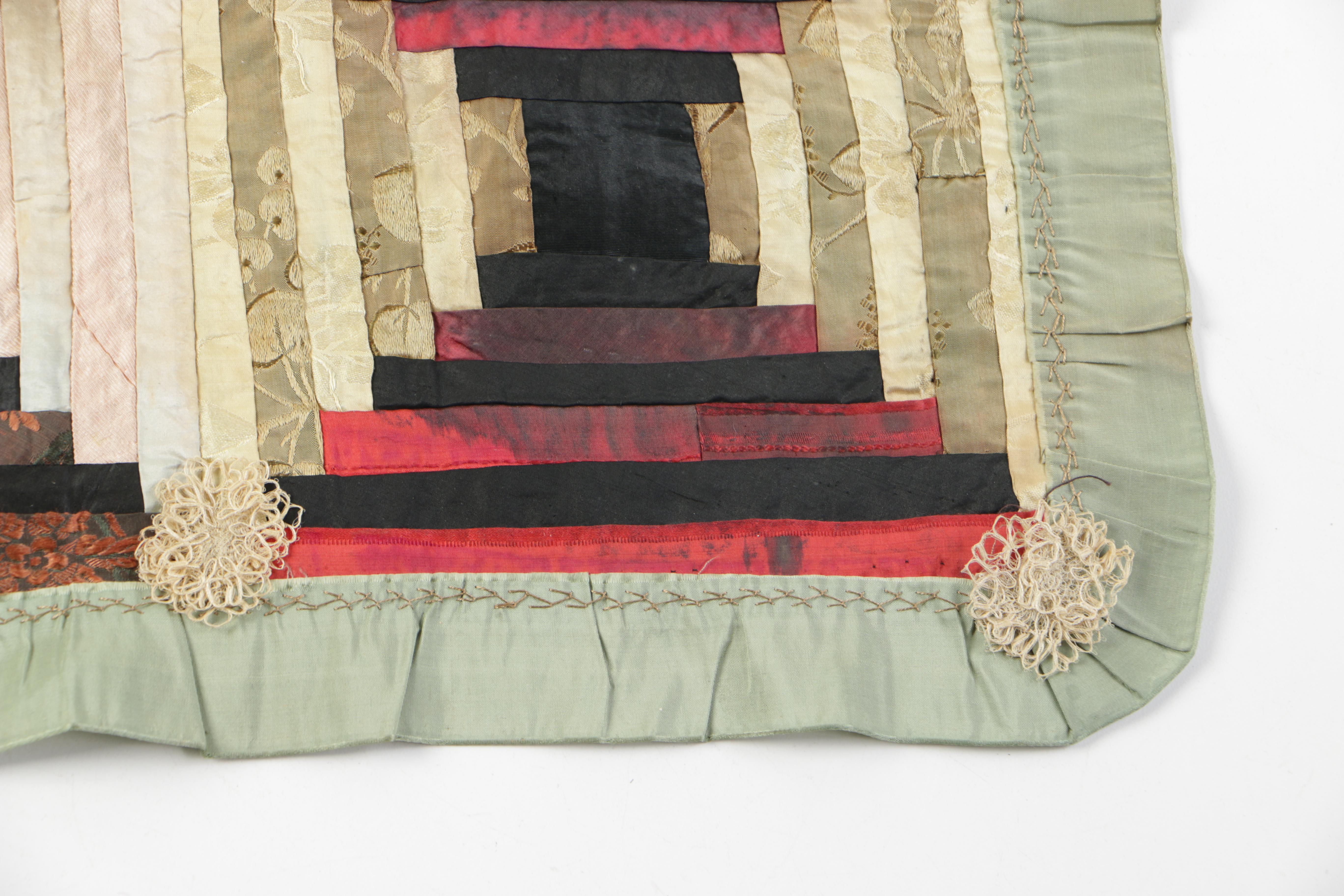 Vintage Textiles Including "Log Cabin" Lap Quilt Piece