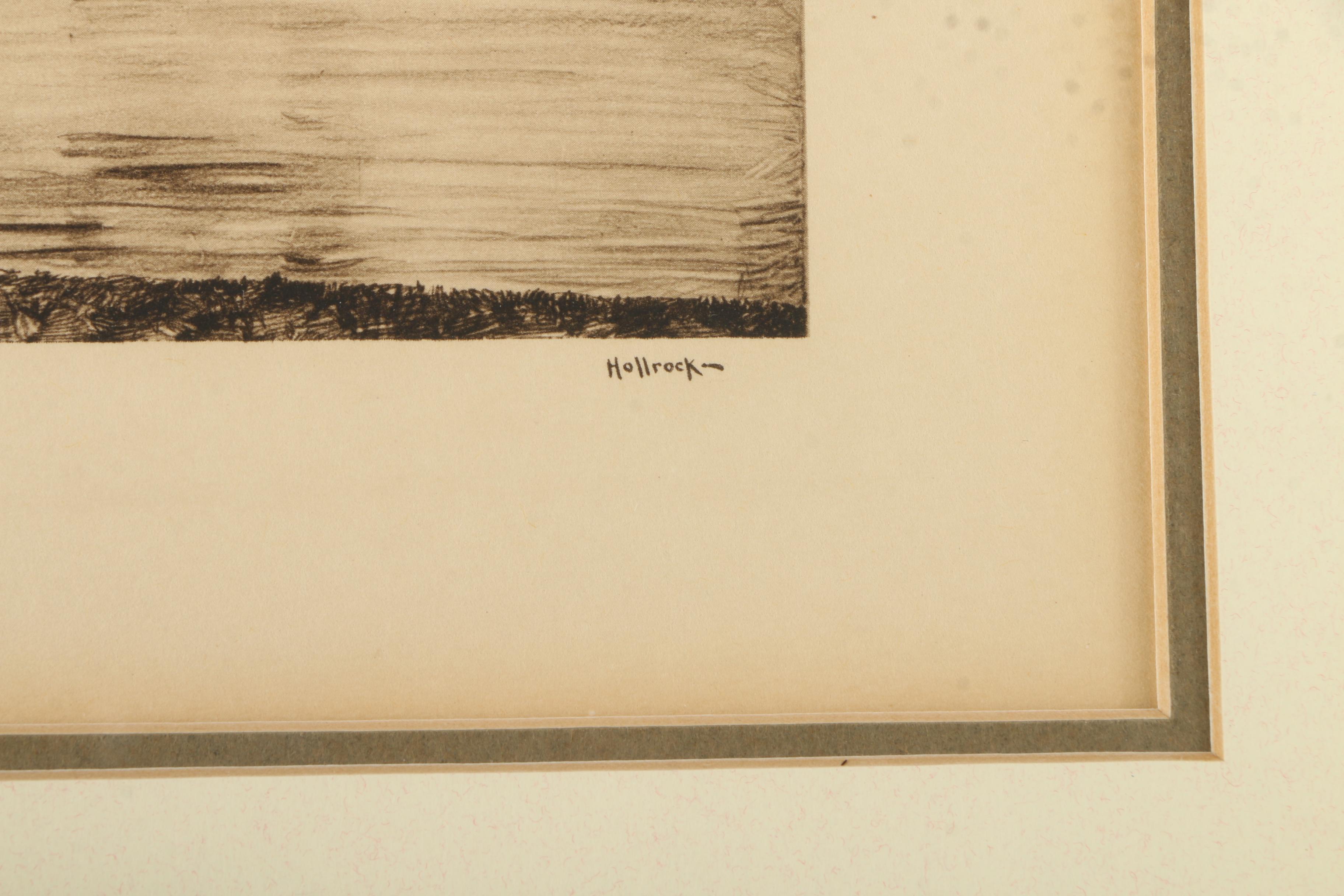 After George L. Hollrock Offset Lithographic Reproduction "River House"