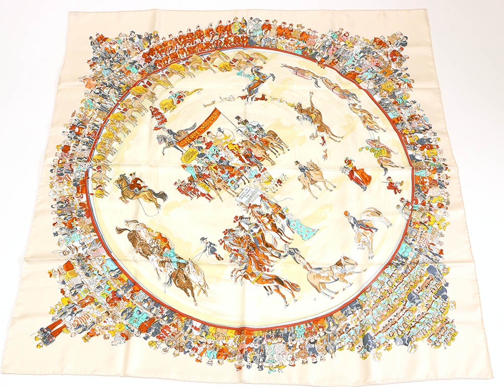 Vintage Hermès of Paris "Cirque Molier" by Philippe Dumas Silk Scarf