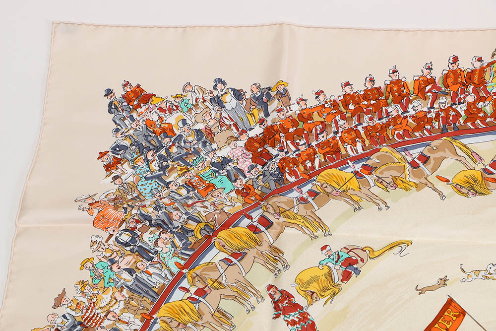 Vintage Hermès of Paris "Cirque Molier" by Philippe Dumas Silk Scarf