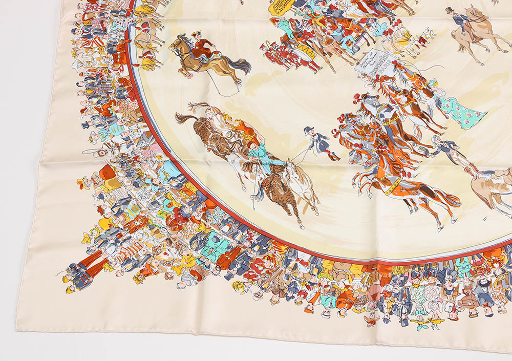 Vintage Hermès of Paris "Cirque Molier" by Philippe Dumas Silk Scarf
