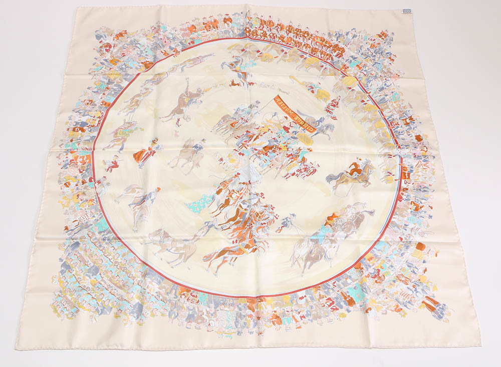 Vintage Hermès of Paris "Cirque Molier" by Philippe Dumas Silk Scarf