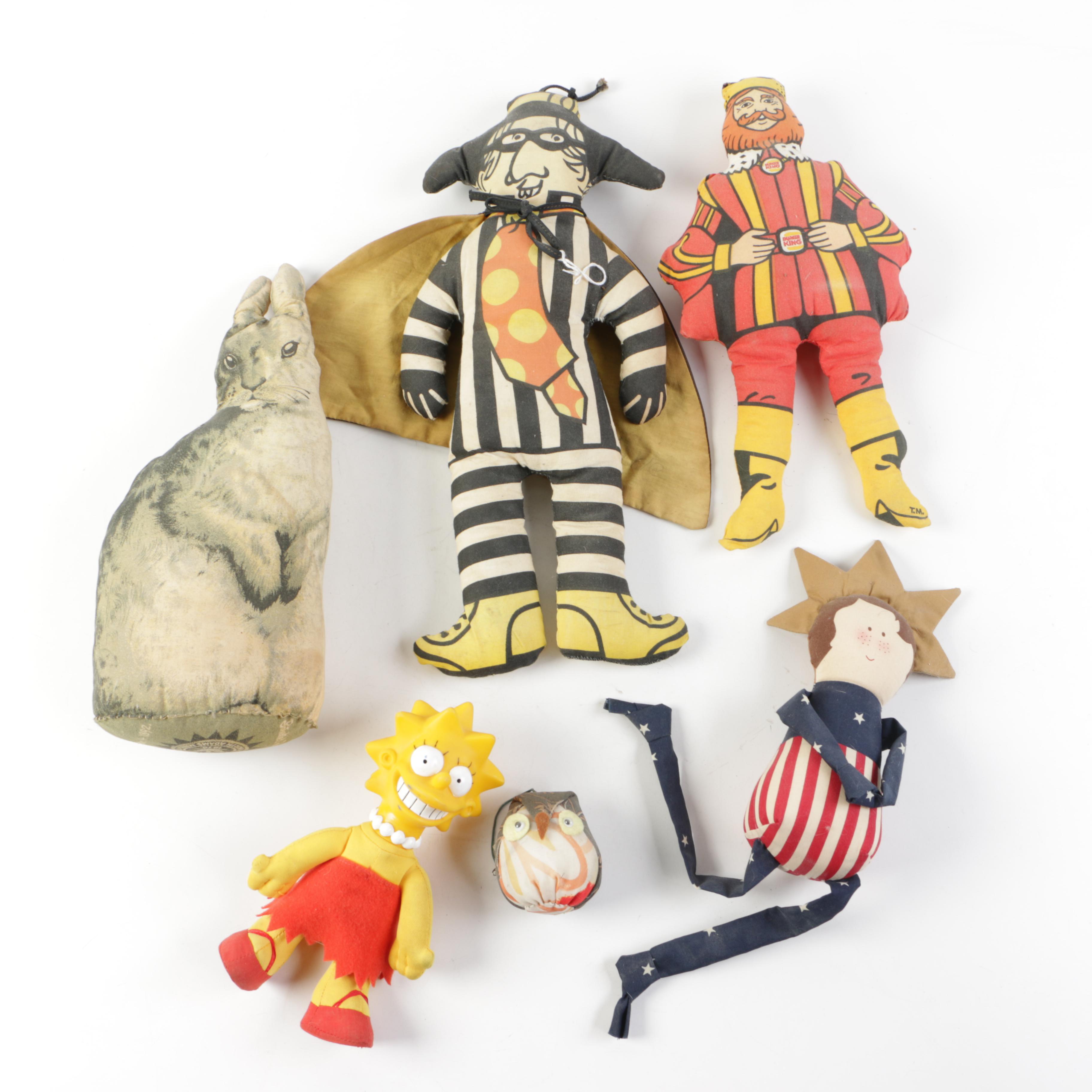 Cloth Dolls Including Arnold Print Works Rabbit