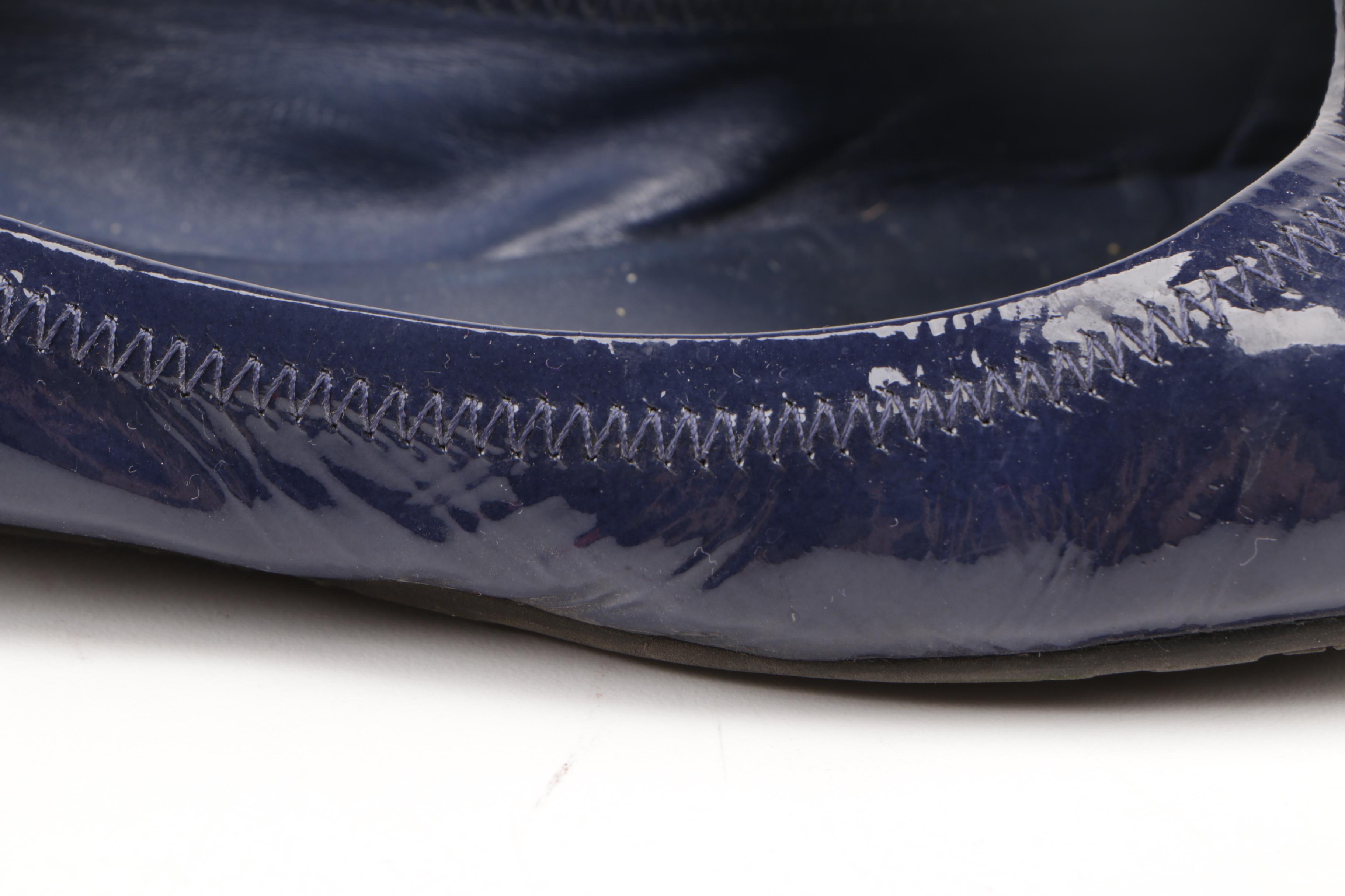 Tory Burch Navy Blue Leather Flats