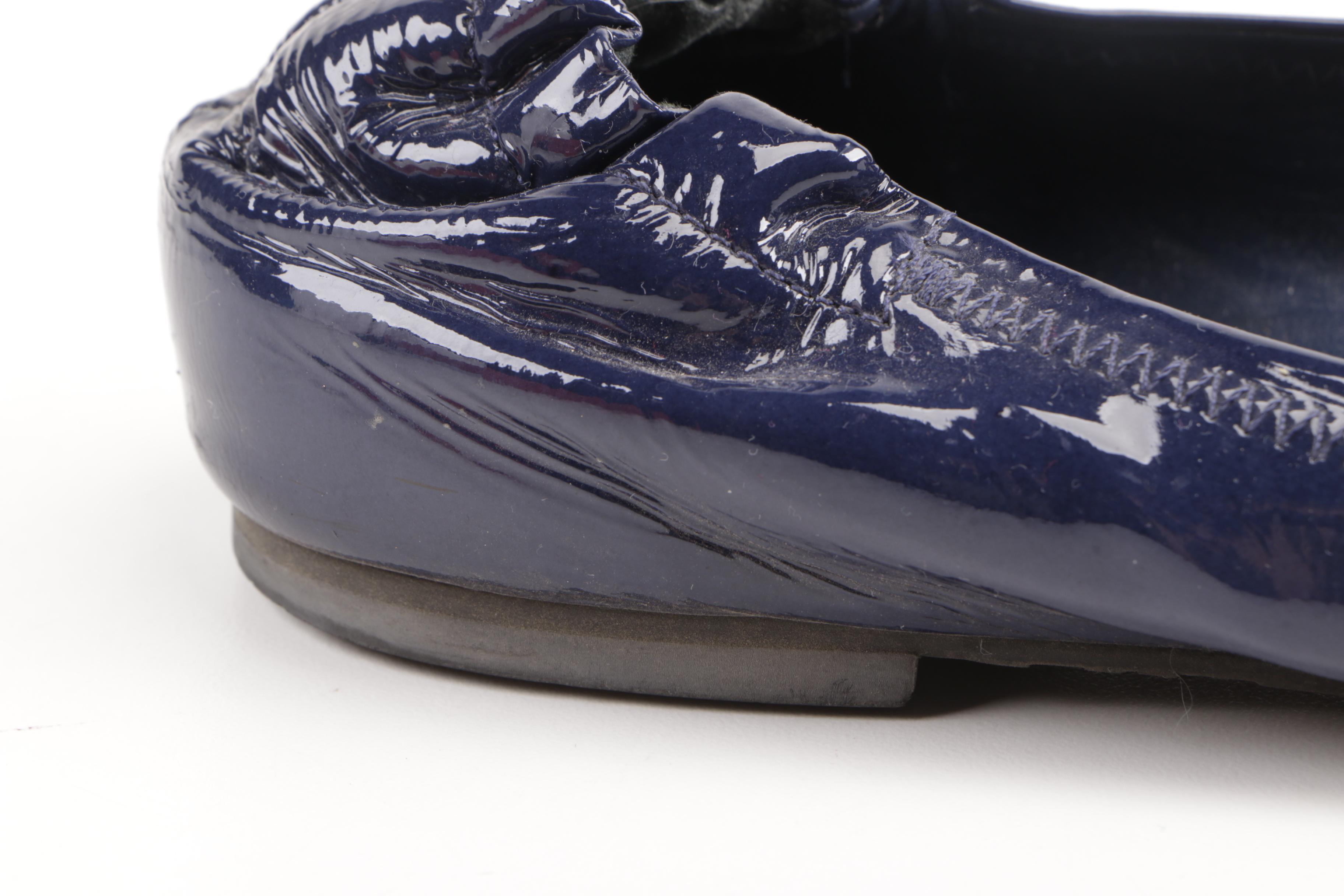 Tory Burch Navy Blue Leather Flats